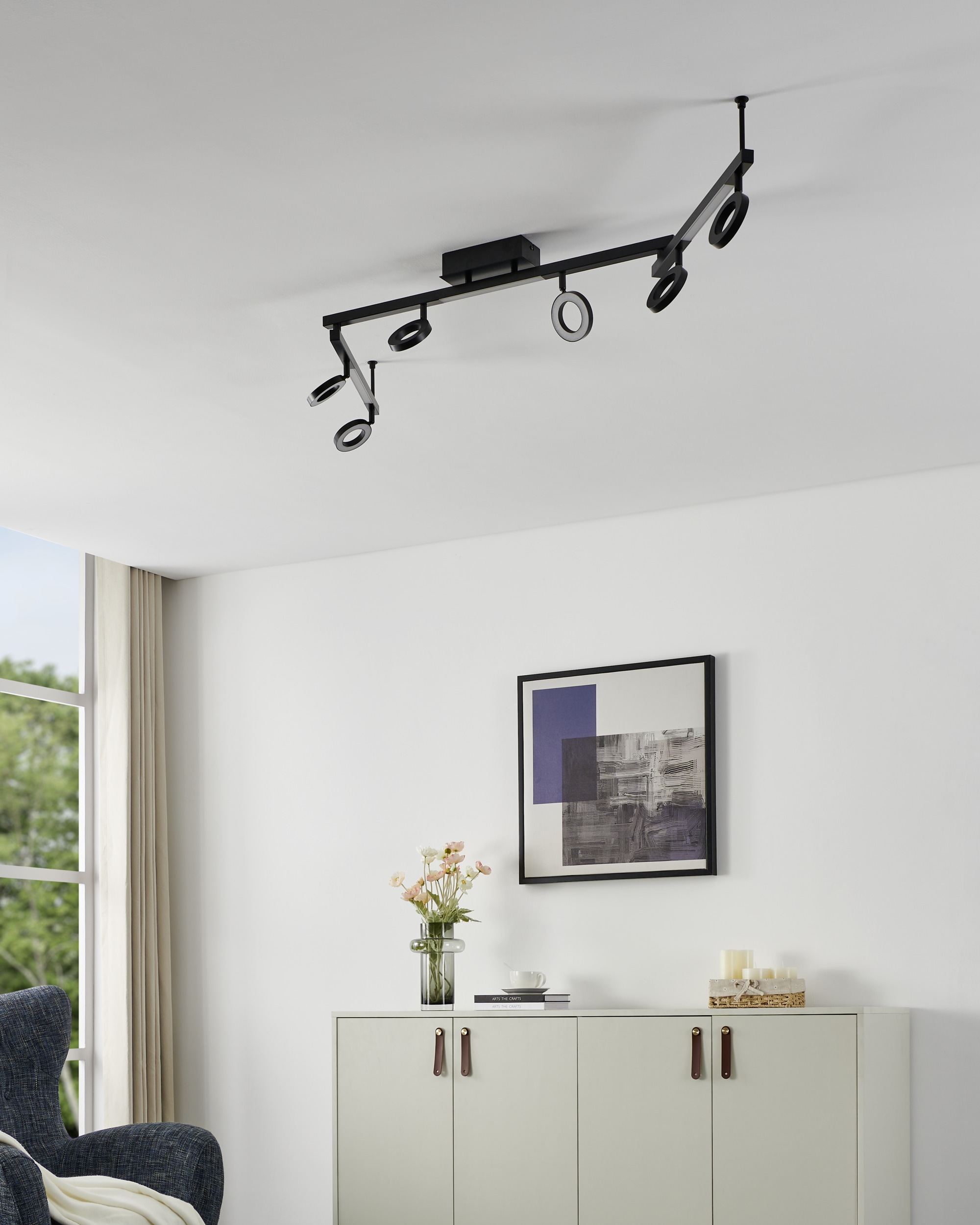 EGLO Deckenspot »CARDILLIO 1 Spotlampe - Alu, Stahl - LED;LED - 6X3,2W;3X3,3W - IP20« LED-Modul 1 Stk. Warmweiß Wandleuchte, Wandspot, schwenkbar, Strahler, L158,5 x B8,5 x H19,5 cm