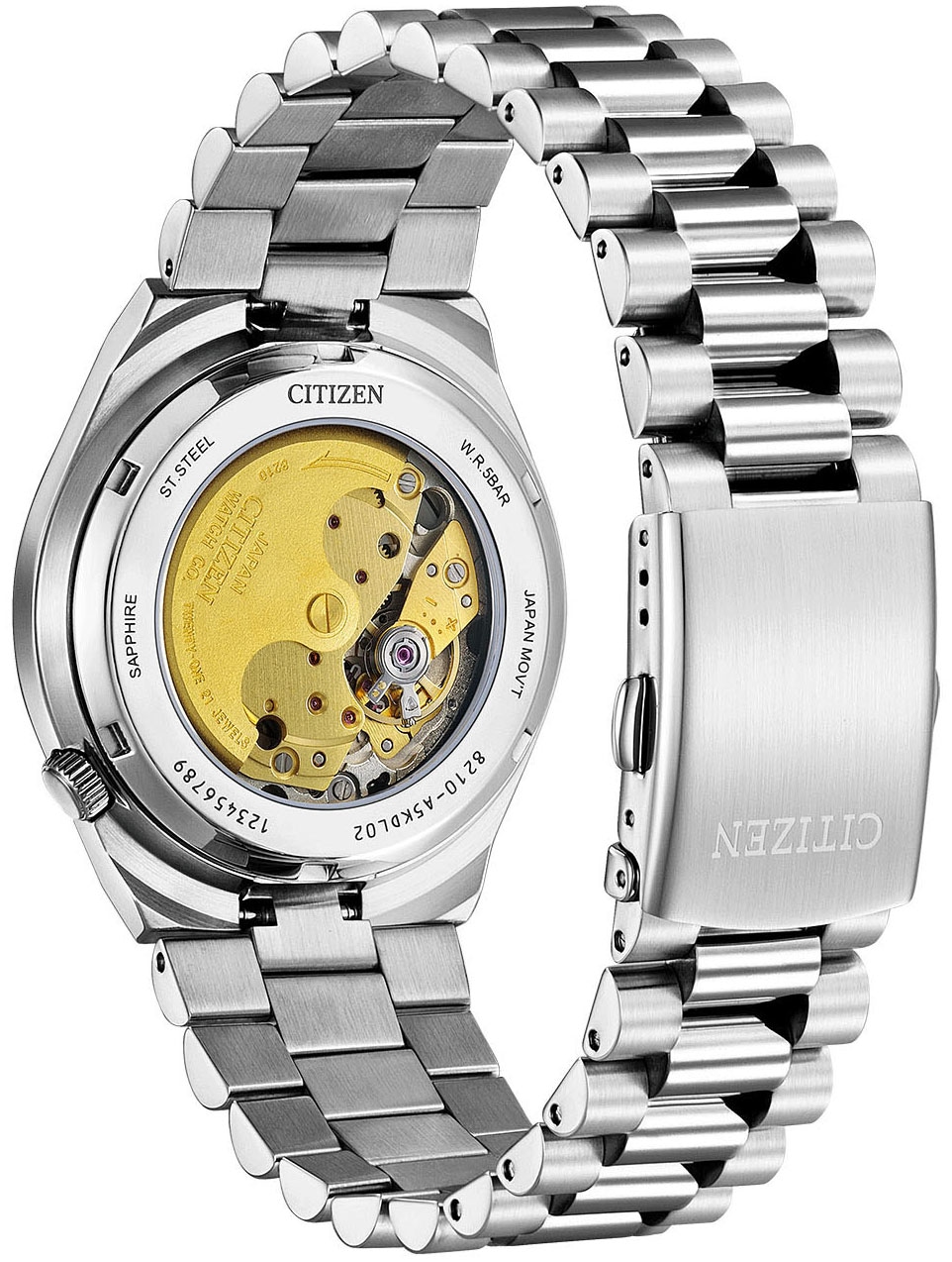 Citizen Automatikuhr, Armbanduhr, Damenuhr, Herrenuhr, Edelstahlarmband, Saphirglas, Datum