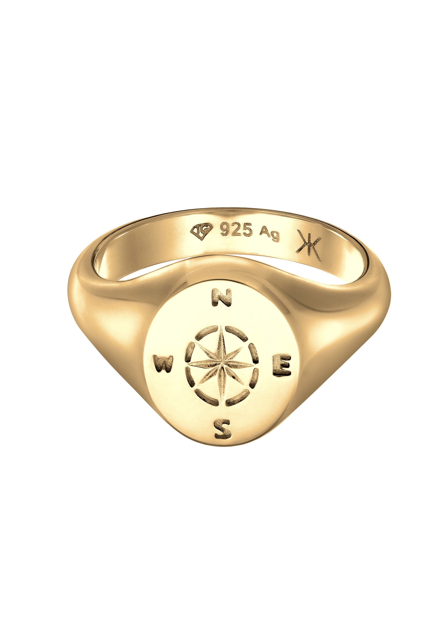Kuzzoi Siegelring »Ring Siegelring Kompass 925 Sterling Silber«