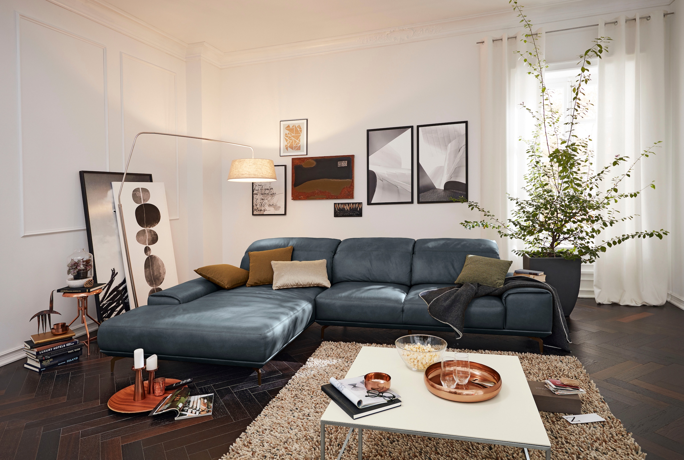 Musterring Wohnlandschaft »MR 2490«, Bronze-Fuß, Sitzhöhe 48cm, wahlweise mit Funktionen, Maße 342 x 207 cm