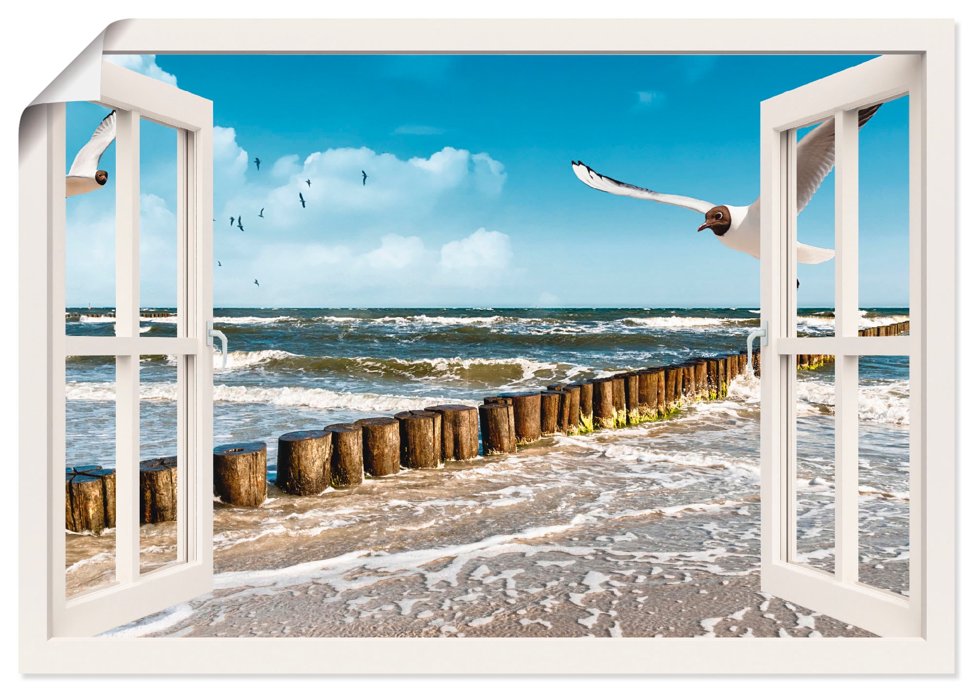 Leinwandbild, Wandbild Größen St.), »Fensterblick Wandaufkleber als Fensterblick, Poster, - Artland bei (1 verschied. in online OTTO Ostsee«,
