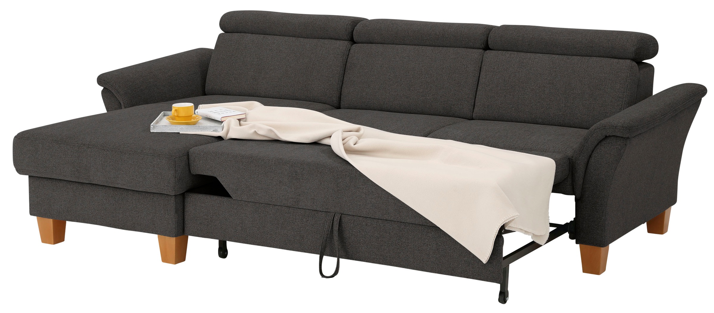 Home affaire Ecksofa »Conville L-Form«, Federkern, wahlweise mit Bettfunktion und Bettkasten bzw. Stauraum