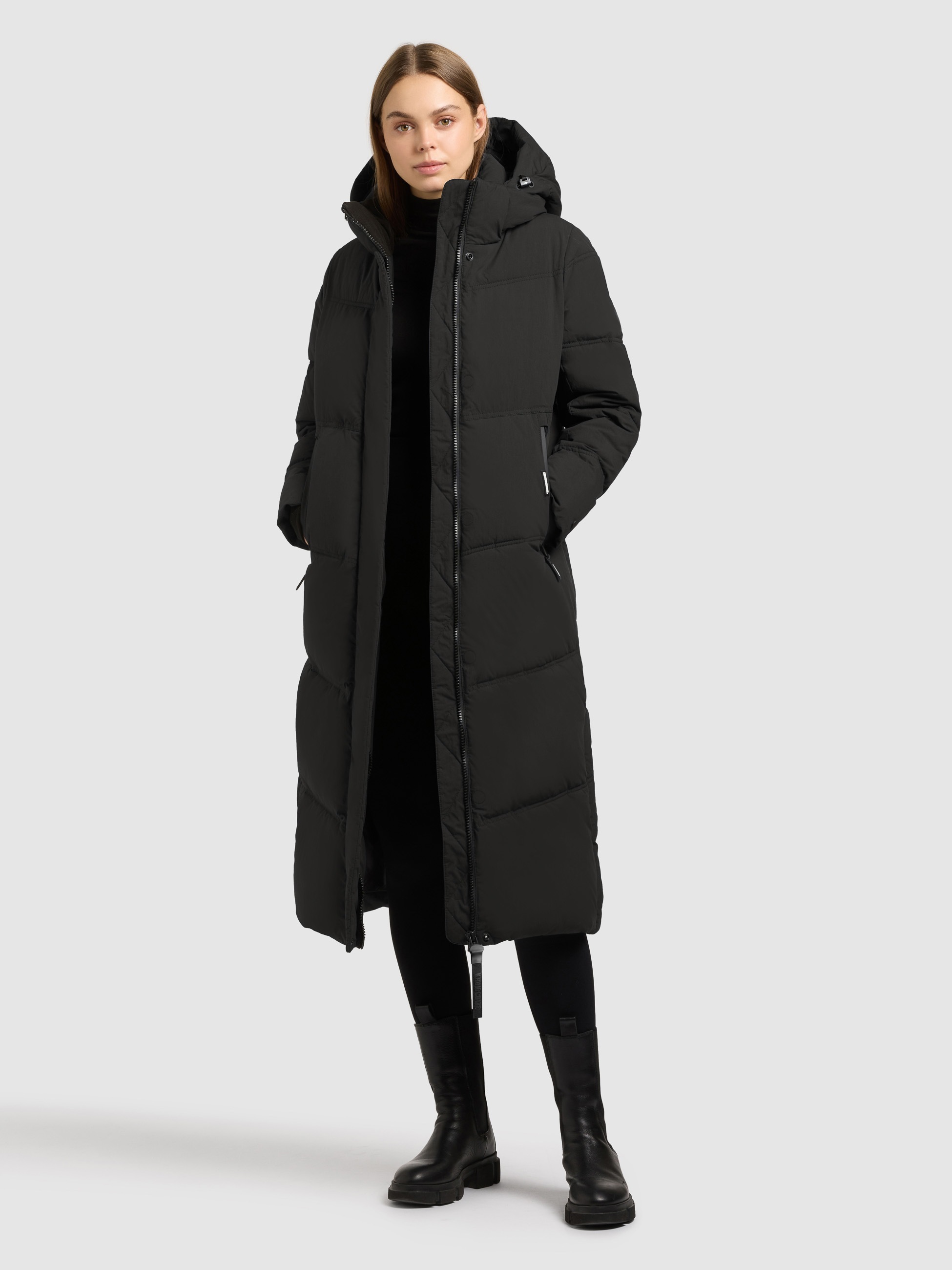 khujo Steppmantel »RITZ« praktische Seitenschlitze mit Reißverschluss, abnehmbare Kapuze