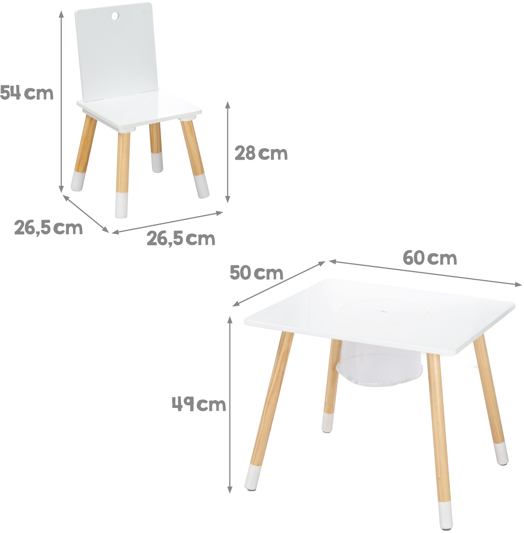 roba® Kindersitzgruppe »Sitzgruppe mit Aufbewahrungsnetz, weiß«, aus Holz