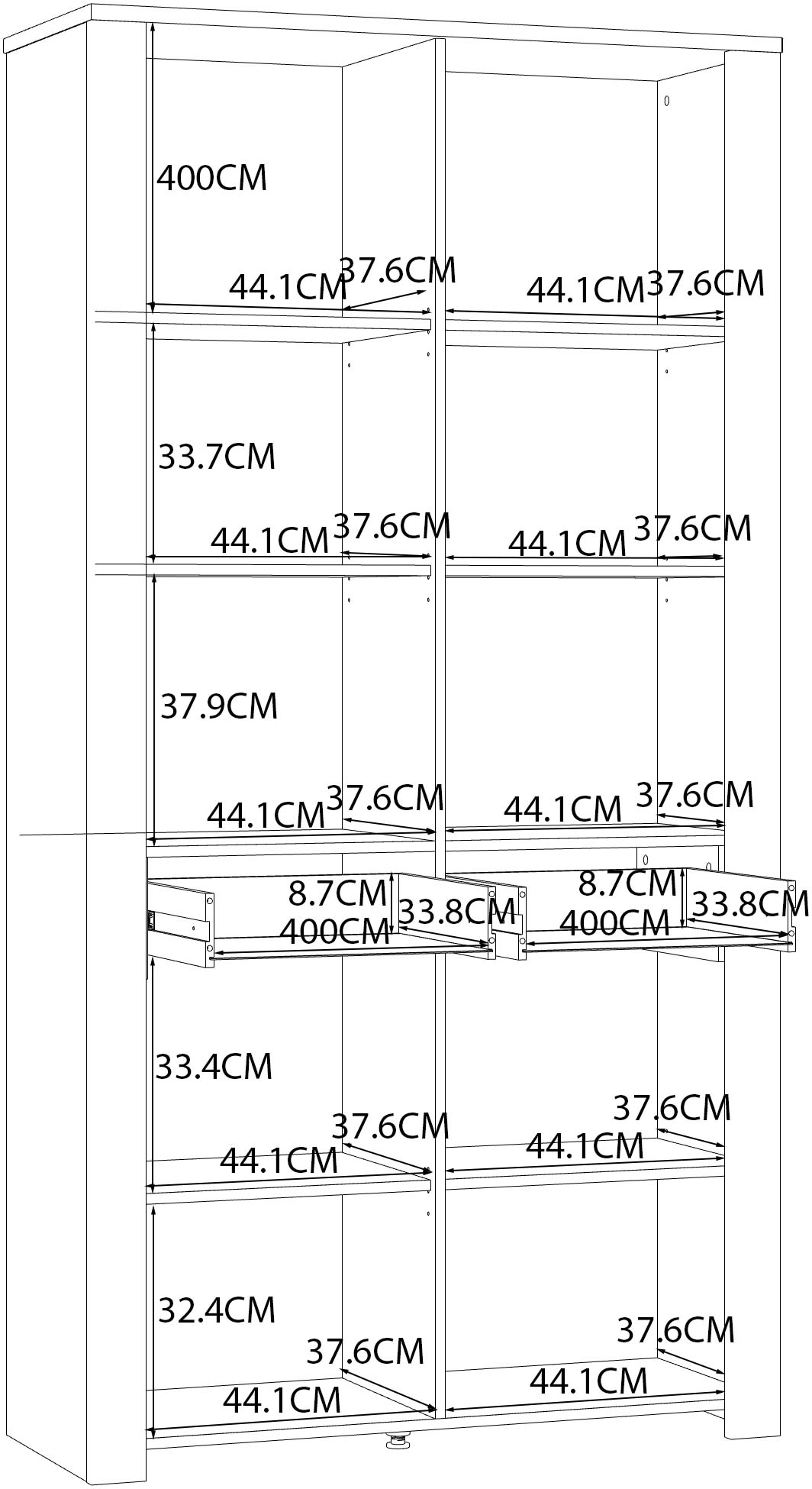 FORTE Highboard »Bohol, Vitrine mit Glastüre, viel Stauraum« B/H/T 106,4/205,4/42 cm Beleuchtung optional bestellbar