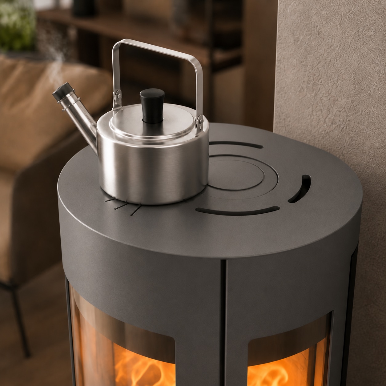 Haas + Sohn Kaminofen »VITUS.l MOONLIGHT, Exklusiv, Lieferung bis ins Wohnzimmer« NEU in der Farbe Moonlight grau
