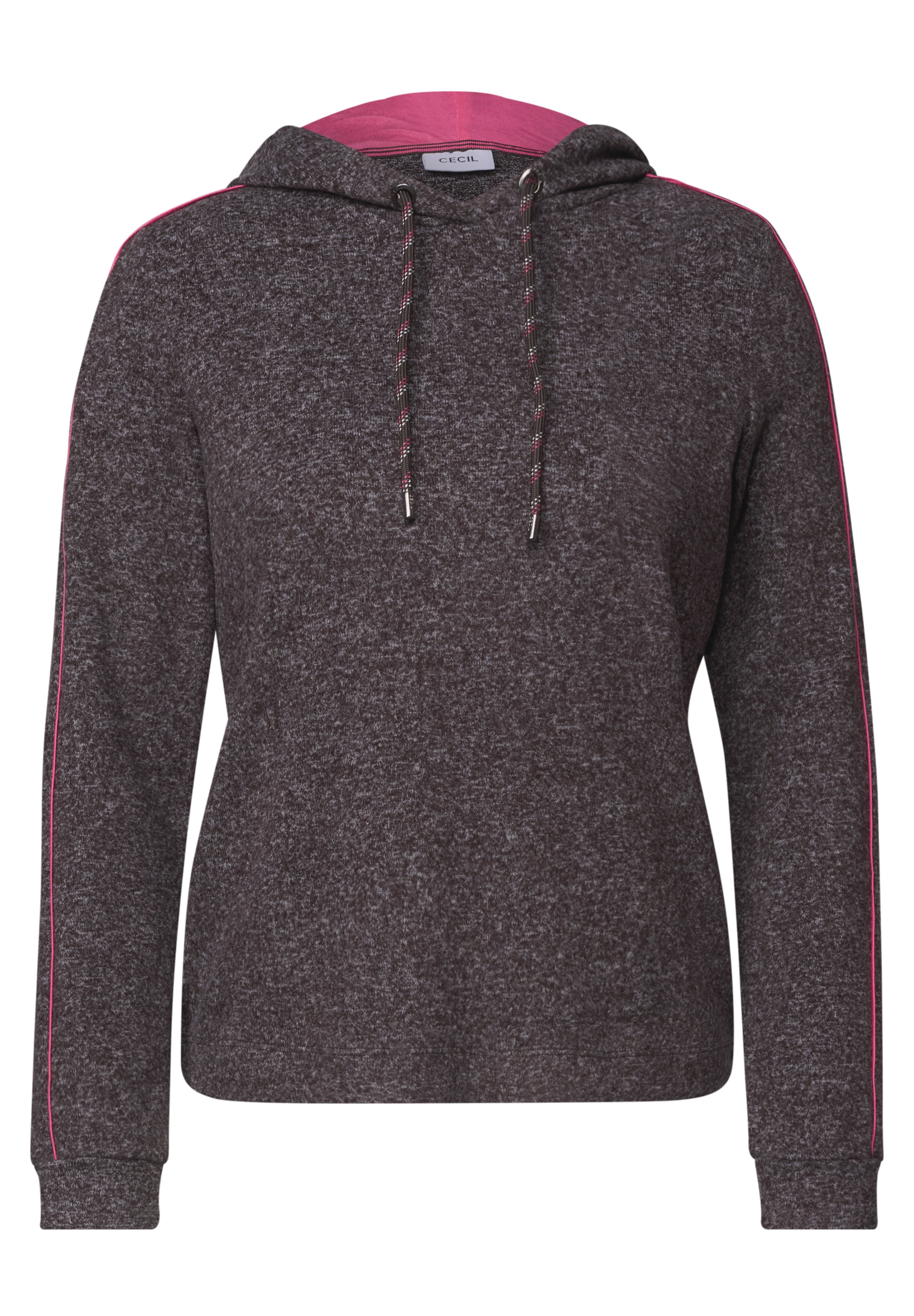 Cecil Sweater , mit Hoodie und Piping / Meliert / Viskose-Stretch
