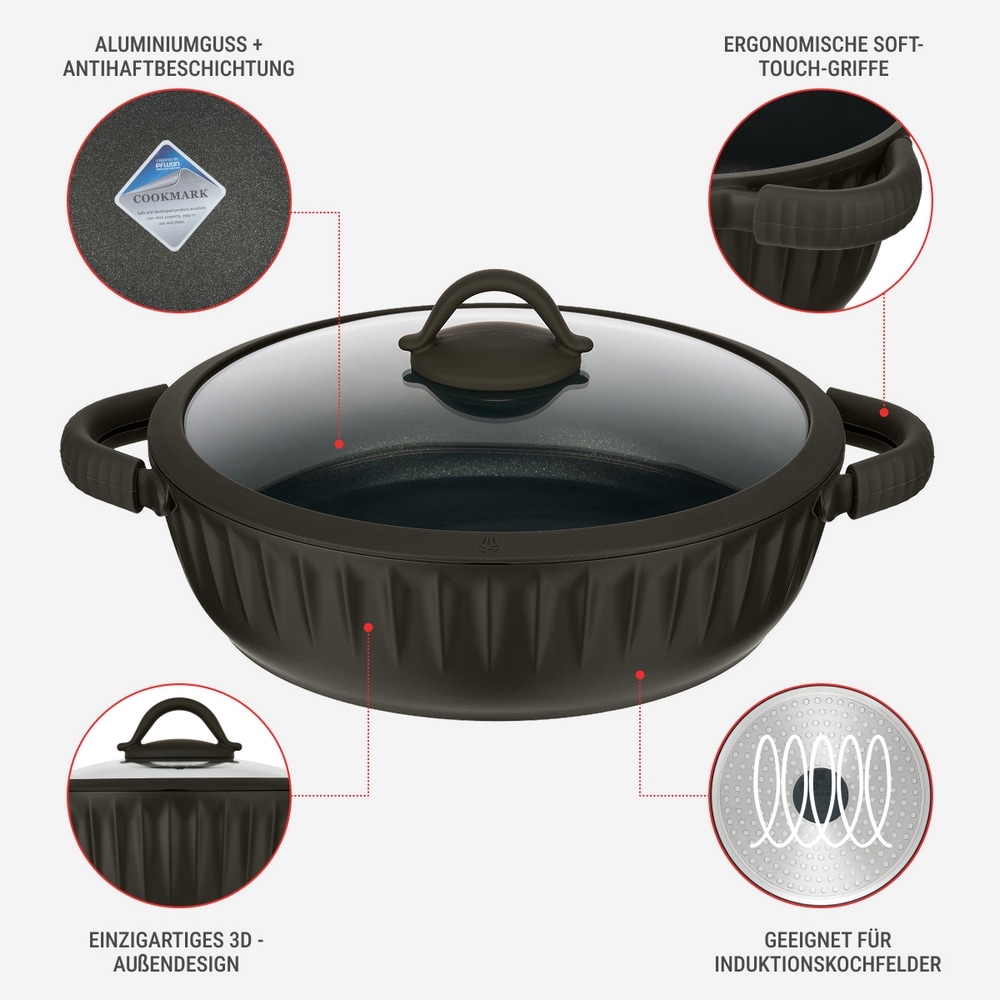 RESTO Kitchenware Bräter »Ascella, Schmortopf antihaftbeschichtet und spülmaschinenfest« 2 Stk. tlg. Aluminiumguss