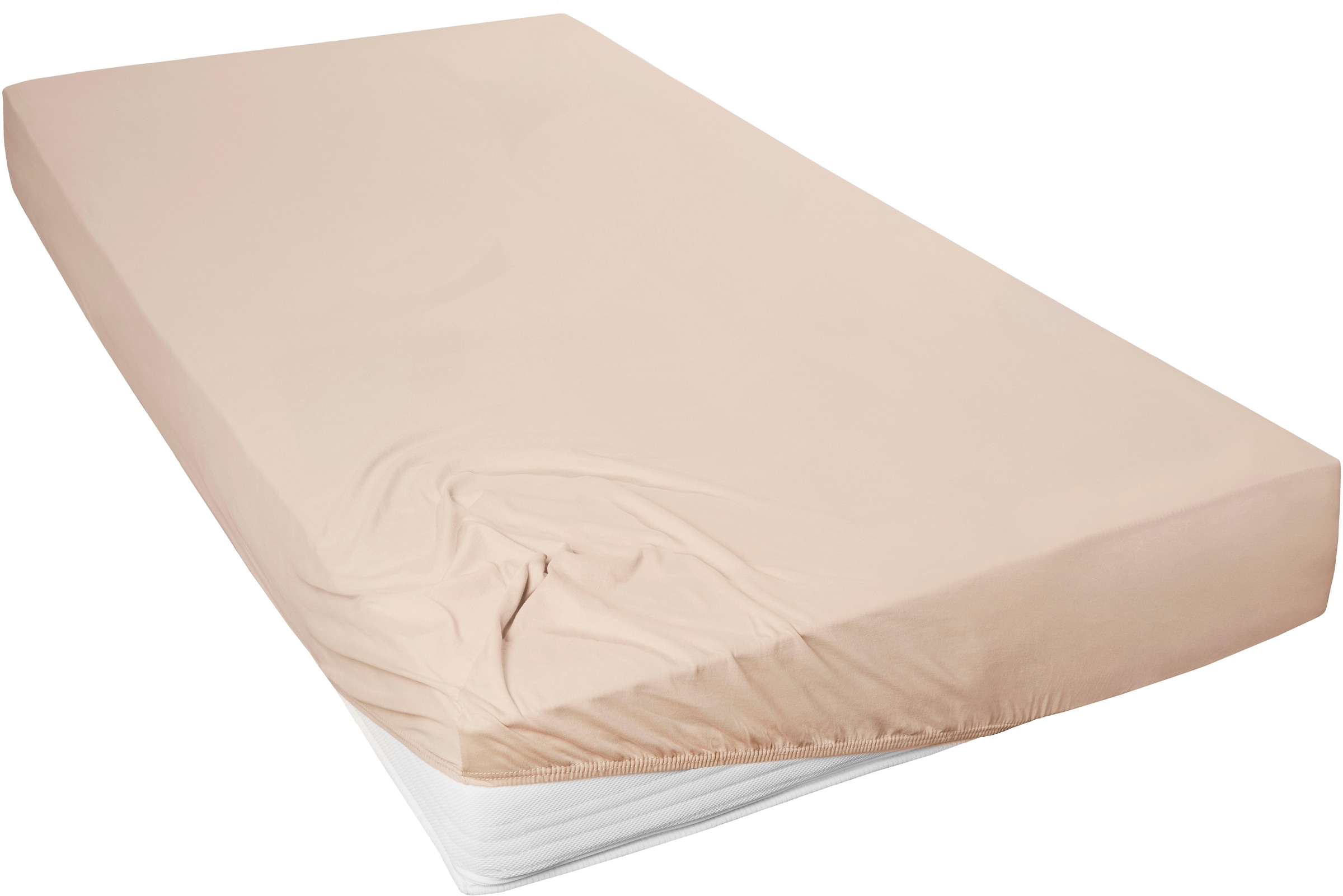 Primera Spannbettlaken »Mako-Feinjersey Spannbetttuch« Geeignet für Standardmatratzen bis 22 cm in beige, Größe 90-100x200 22
