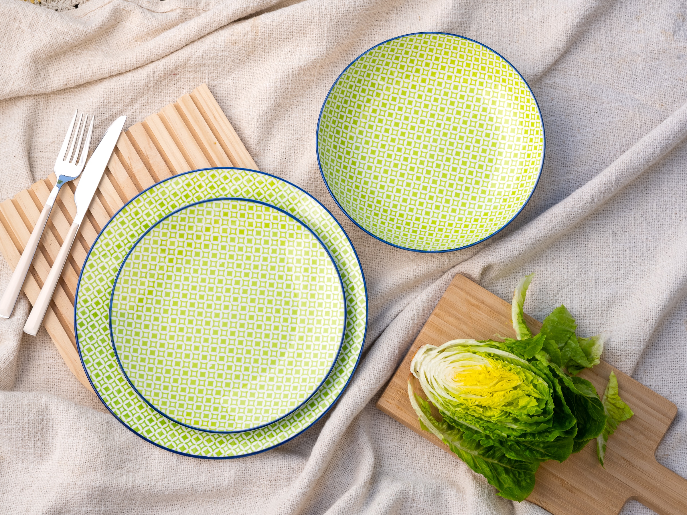 CreaTable Teller-Set »Mediterran, Tellerset 12-tlg.« Mediterraner Flair, Traditionell keramische Motive