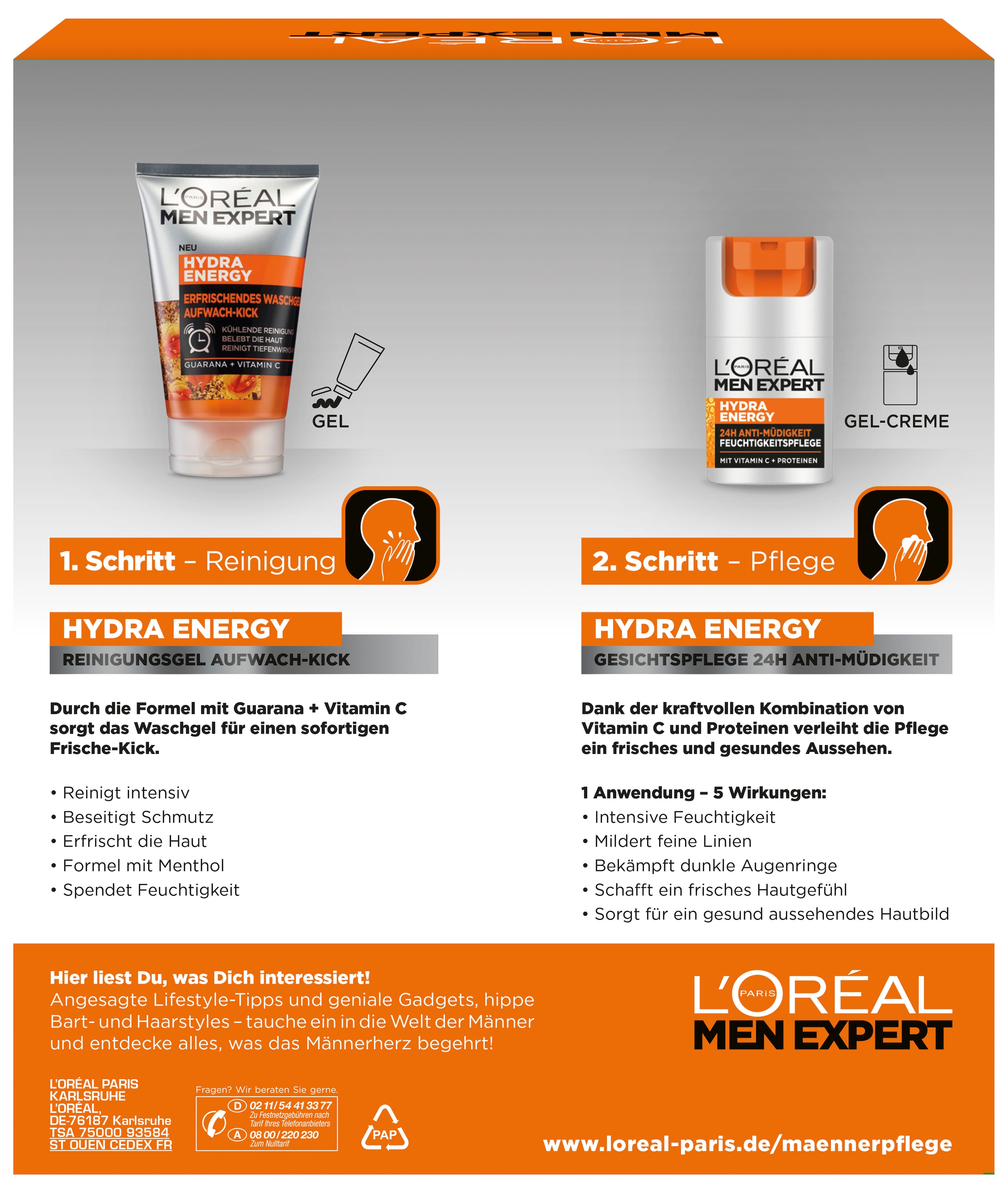L'ORÉAL PARIS MEN EXPERT Gesichtspflege-Set »L'Oréal Men Expert Hydra Energy Geschenkset«, mit Vitamin C