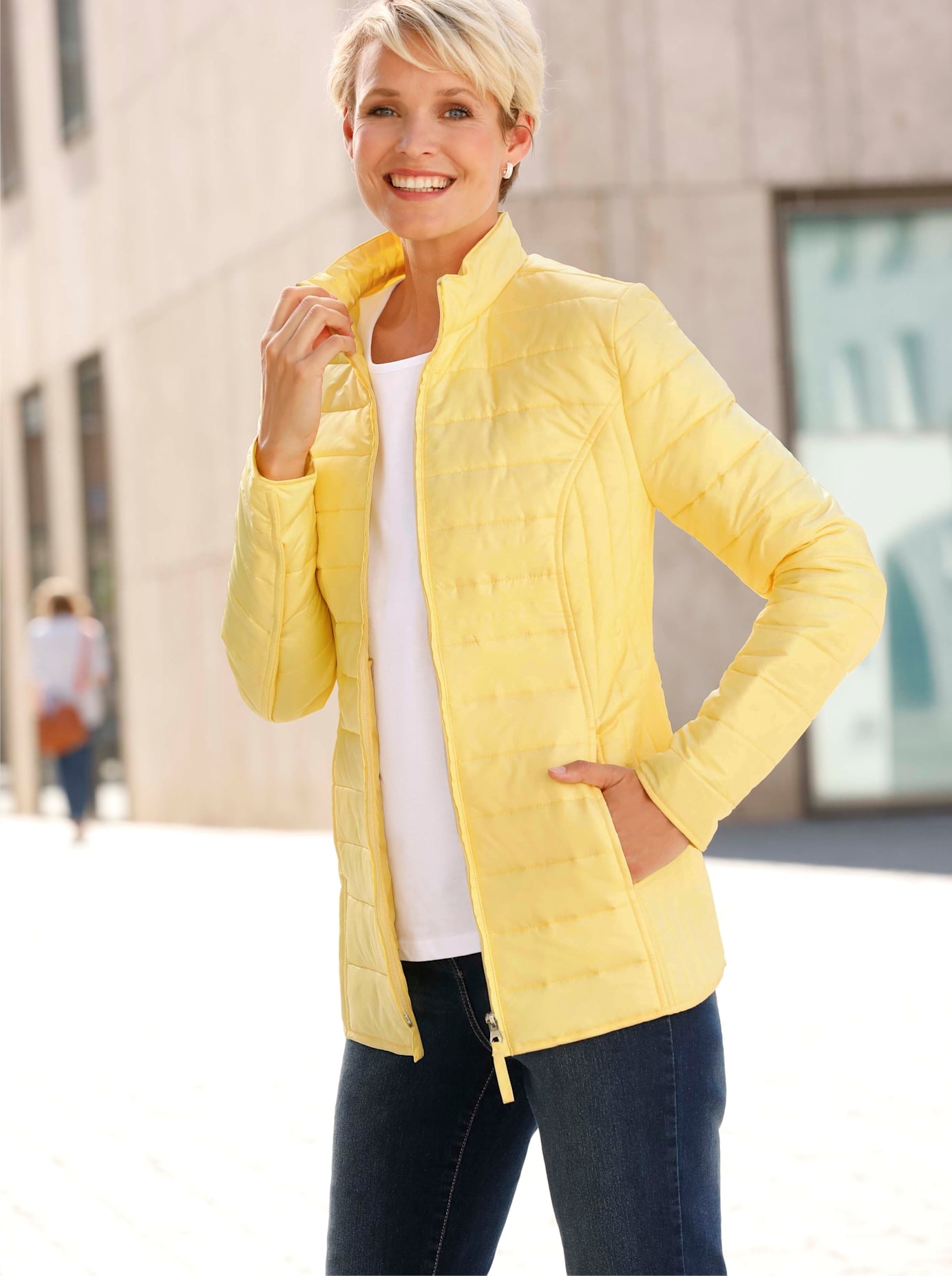 Classic Basics Damen Steppjacke ohne Kapuze in gelb, Größe 42