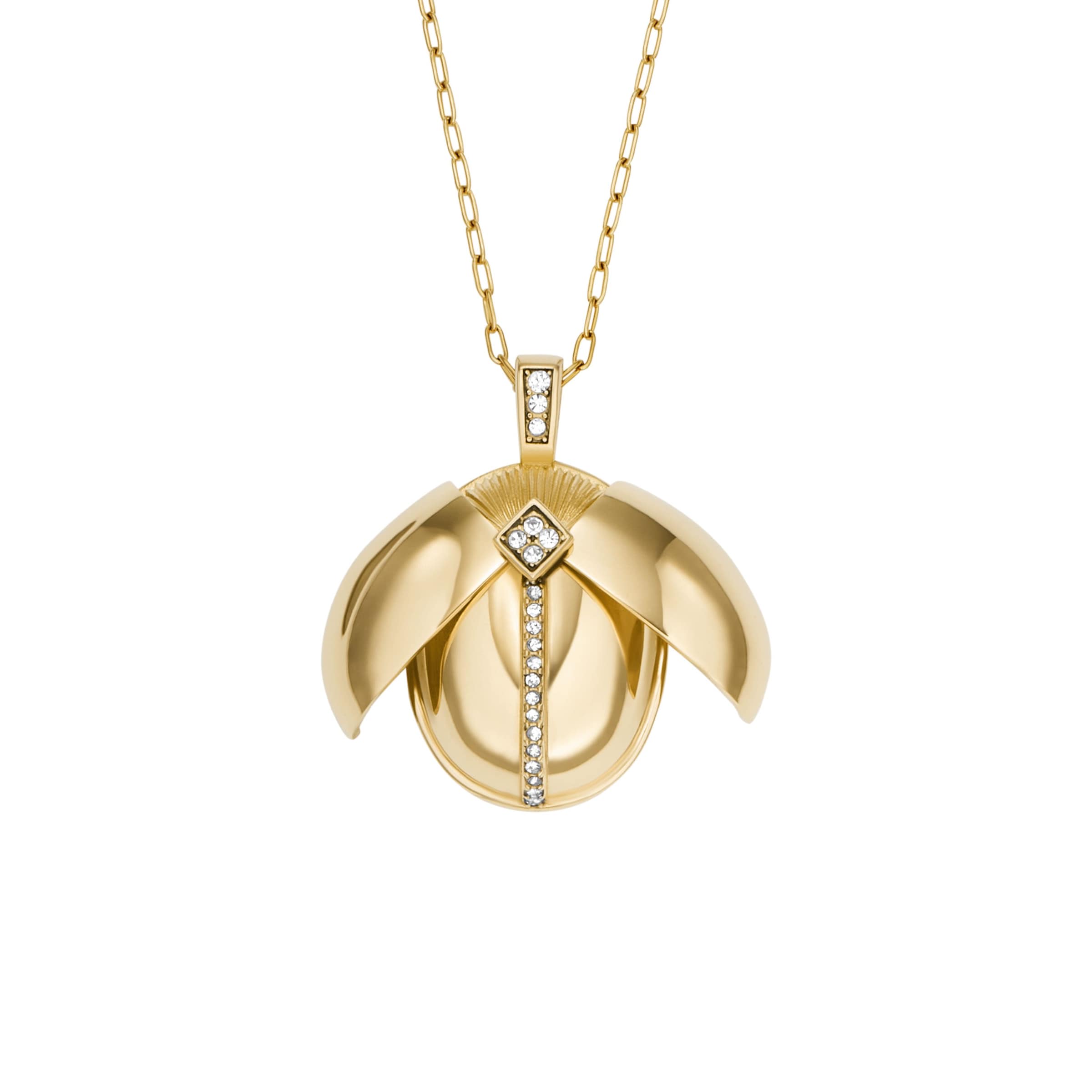 Fossil Kette mit Anhänger »Schmuck Geschenk Edelstahl SUTTON« mit Glasstein