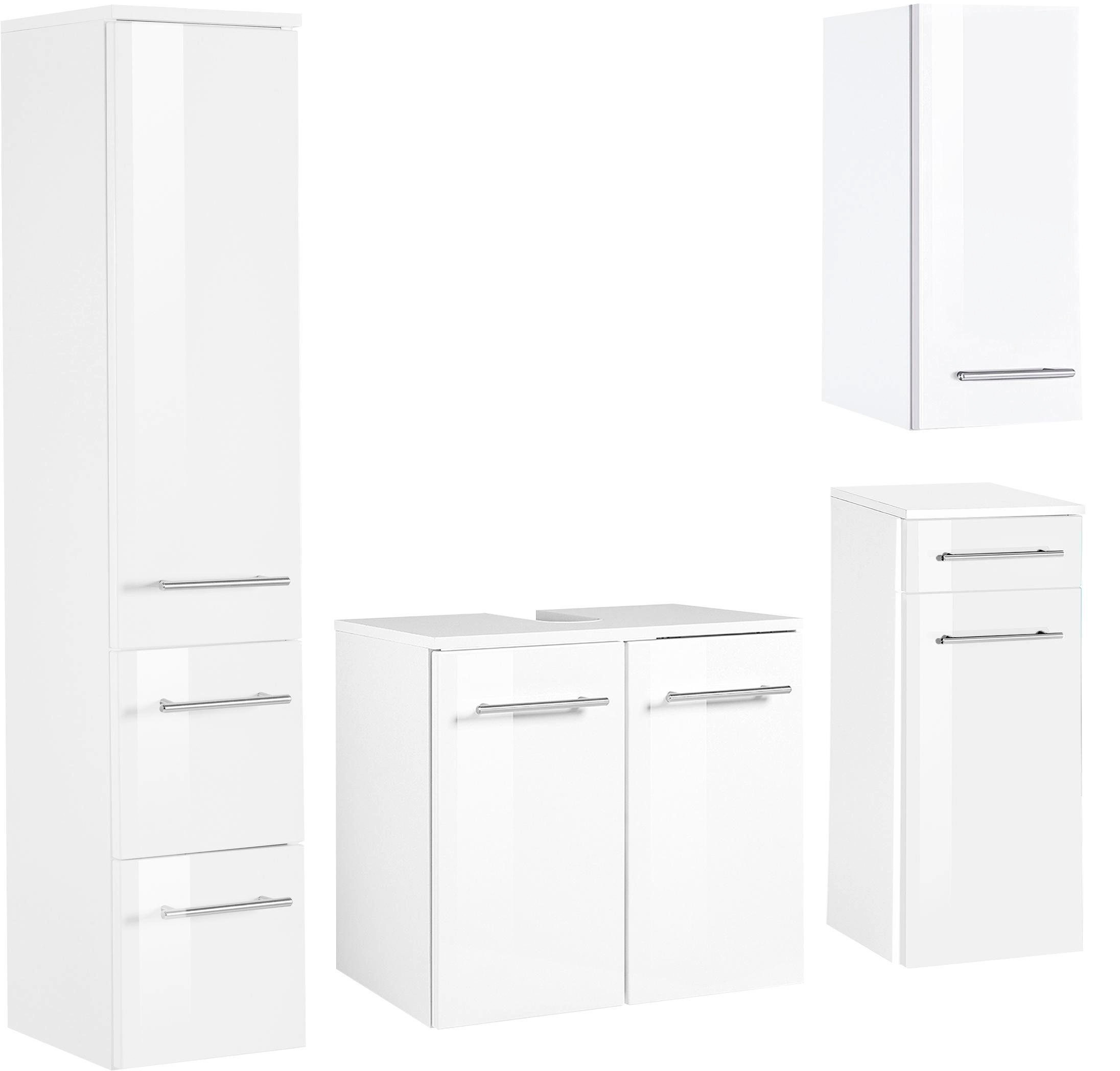 HELD MÖBEL Badmöbel-Set »Venedig«, (4 tlg.), Waschbeckenunterschrank (Breite 50 cm), Hängeschrank, Unterschrank, Midischrank