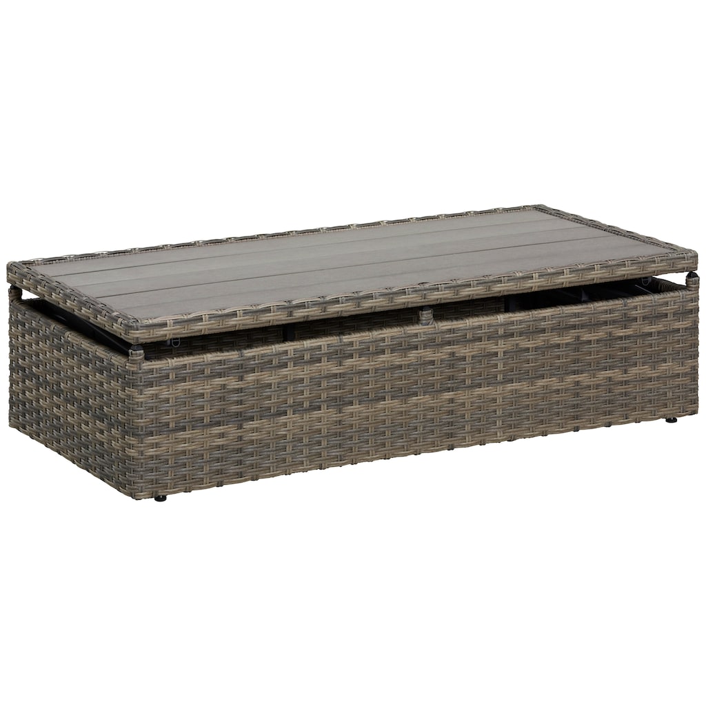 KONIFERA Gartenlounge-Set »Hawaii Premium«, (Set, 19 tlg., 1x3erSofa, 2xSessel, 1xHocker, 1xBeistelltisch, 1xTisch 111x54x59cm), mit aufklappbarem Dach und zur Sonneninsel umbaubar, Aluminium