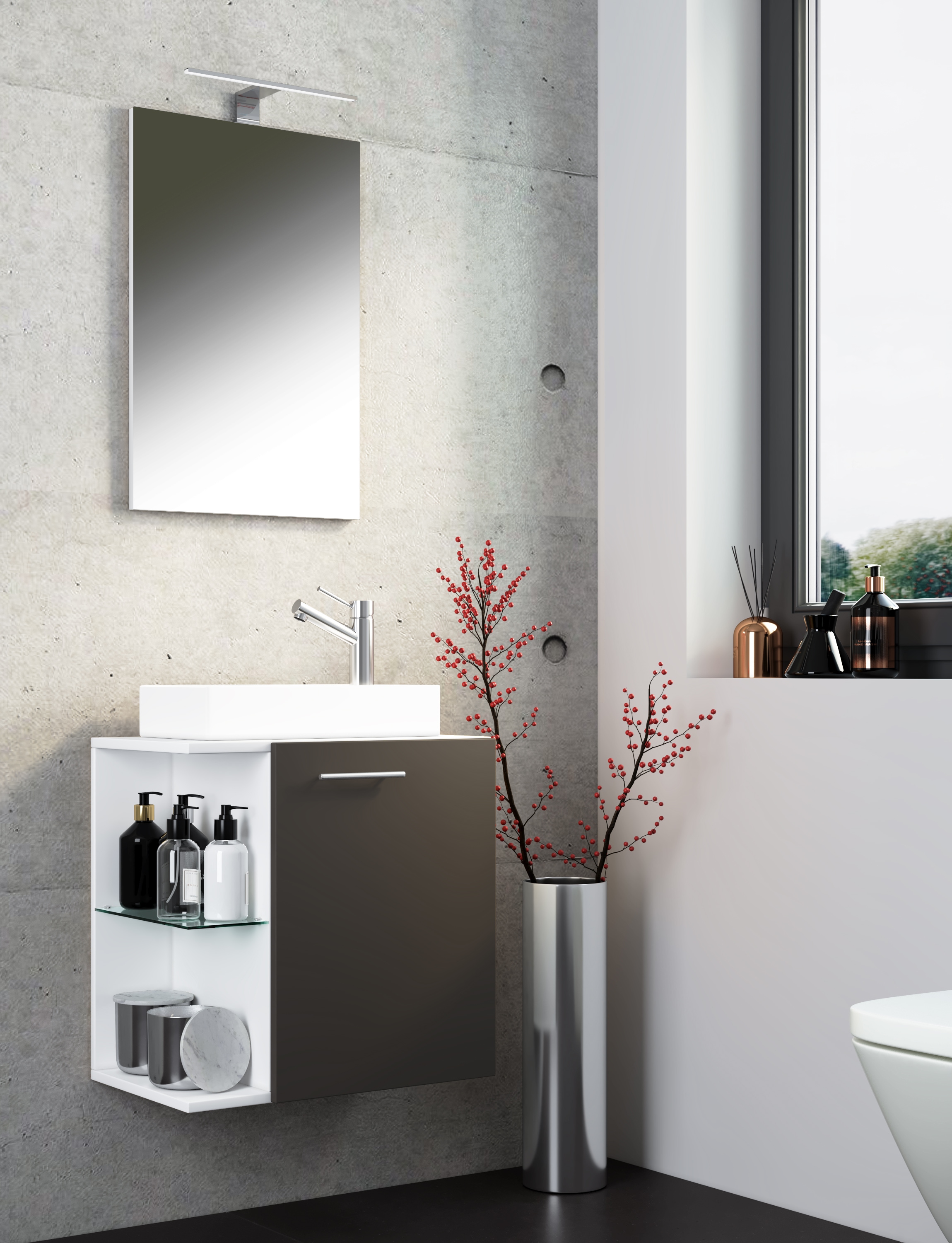 VCM Waschbeckenunterschrank »VCM 3-tlg Set | Waschplatz für Gäste WC | Gästebad | Waschtisch | Badezimmer Set - Hausa SP«, (3 St.)