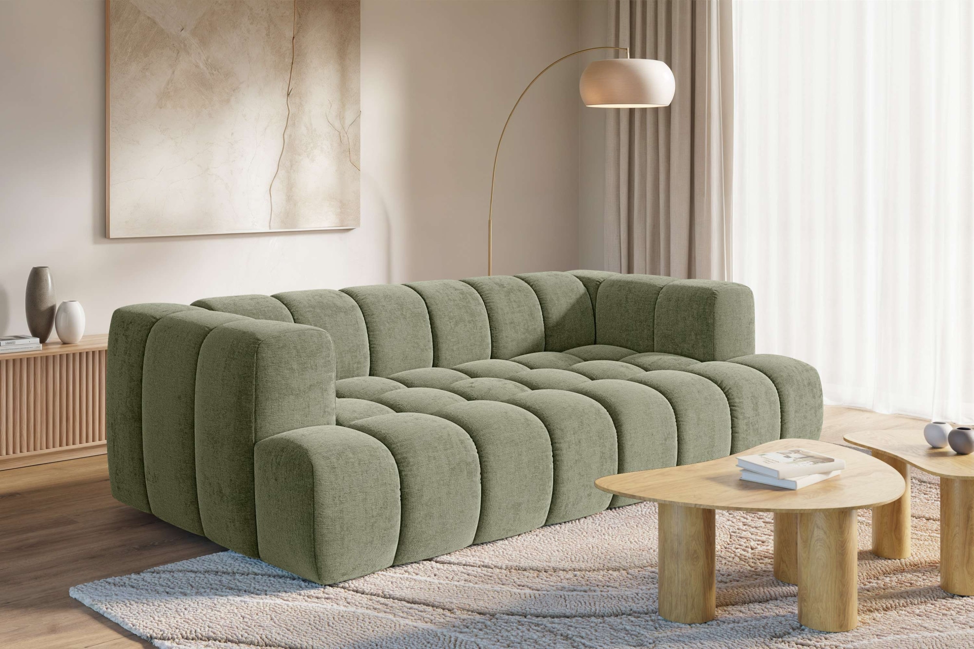 homsy by Ana Johnson Big-Sofa »XL BOUBELLE Design-Sofa extra tief, Bubble-Optik, Breite 246 cm« 4-Sitzer mit Wellenunterfederung, gemütlich und modern, mit Steppung