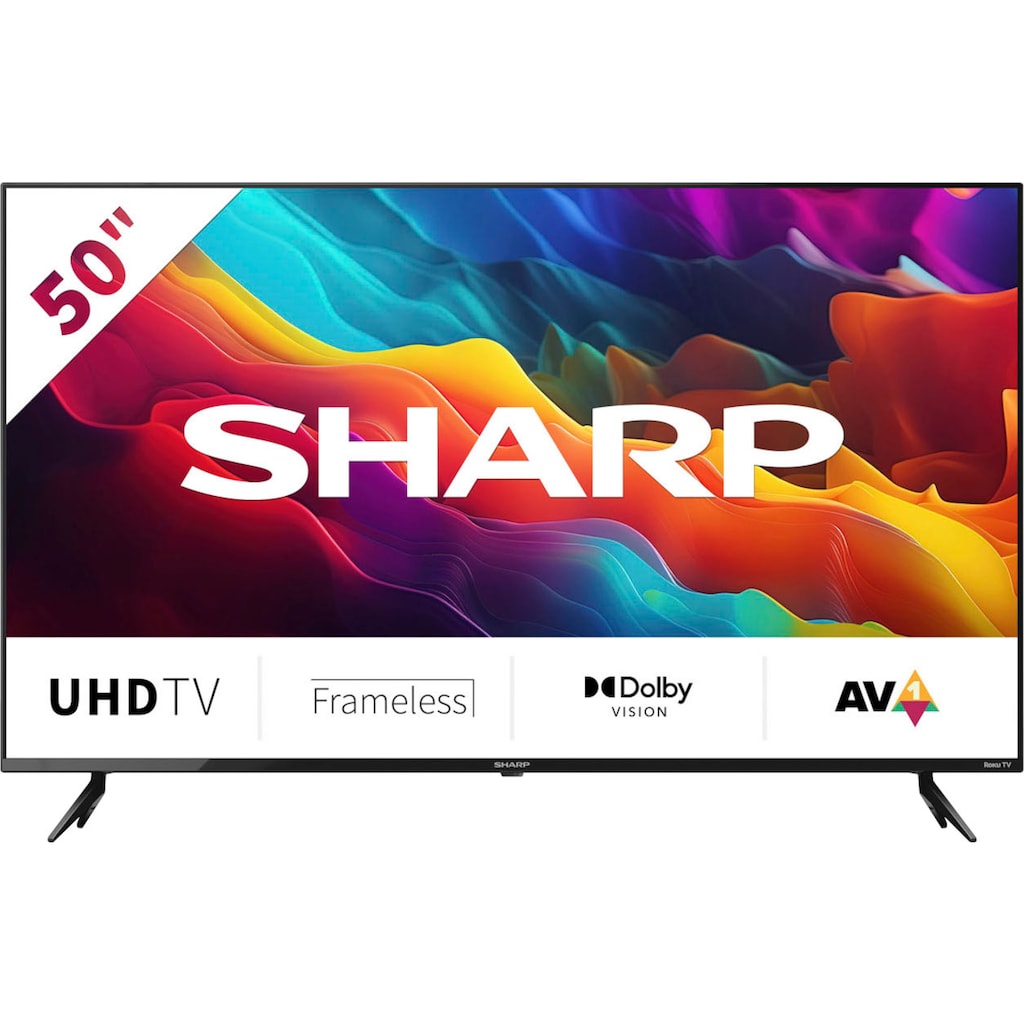 Sharp LED-Fernseher »4T-C50FJx«, 126 cm/50 Zoll, 4K Ultra HD, Smart-TV, Roku TV nur in Deutschland verfügbar, Rahmenlos, HDR10, Dolby Digital