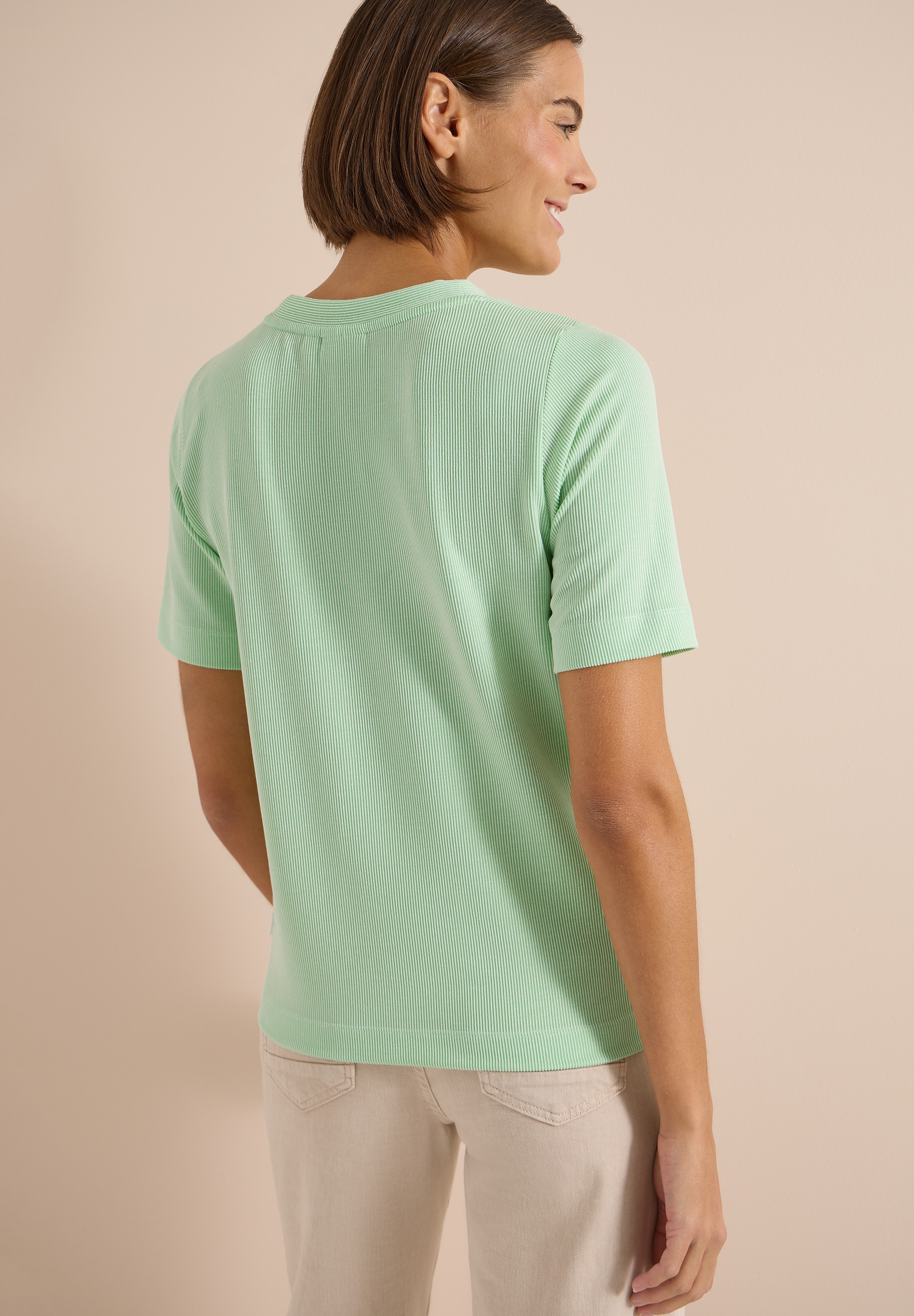Cecil Kurzarmshirt Sommershirt mit V-Neck und Streifen