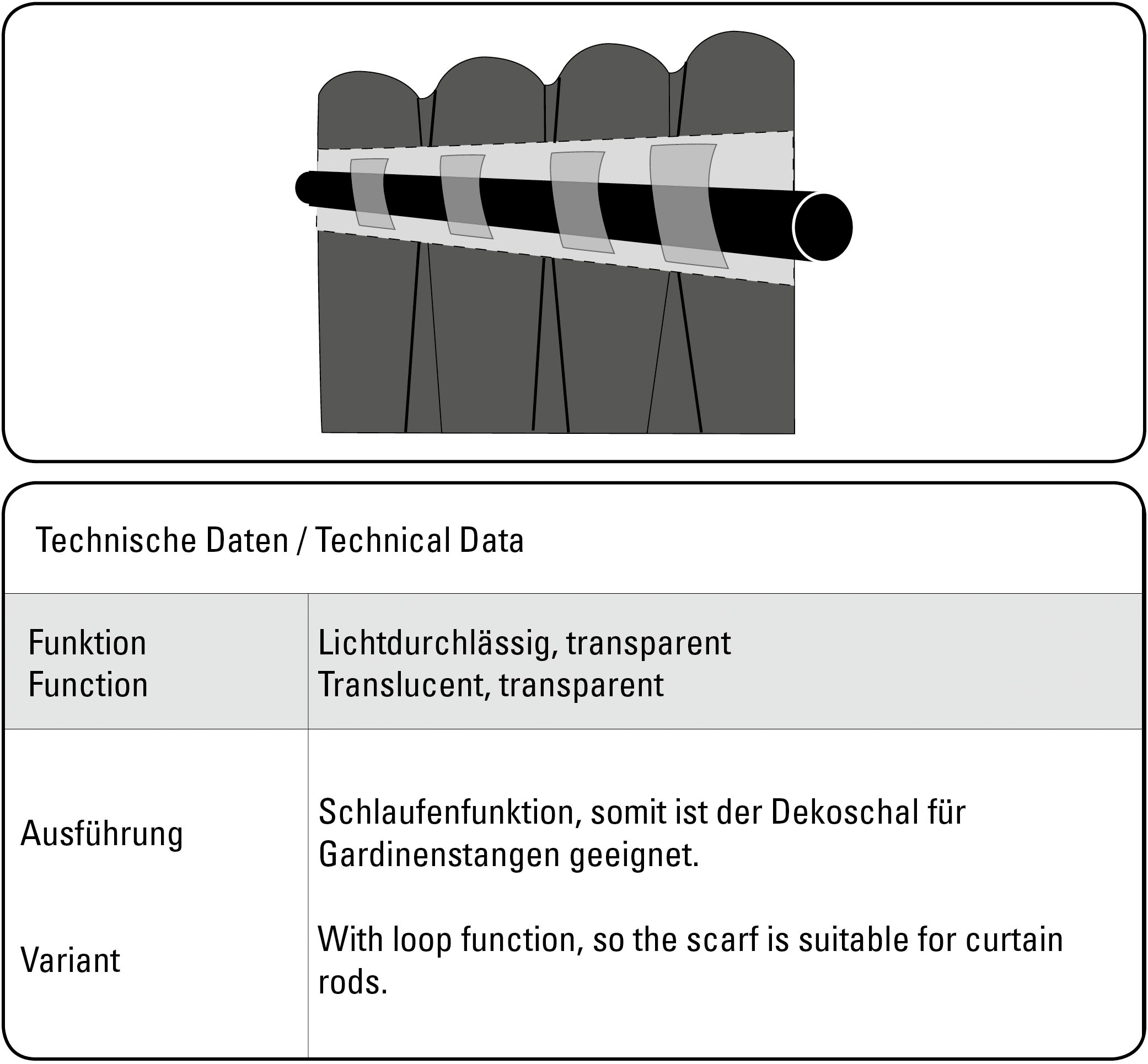 GARDINIA Gardine »GRS Schal Zen Silence mit Gardinenband«, (1 St.), blickdicht, Kunststoff, Stoff aus 50 % recyceltes Polyester