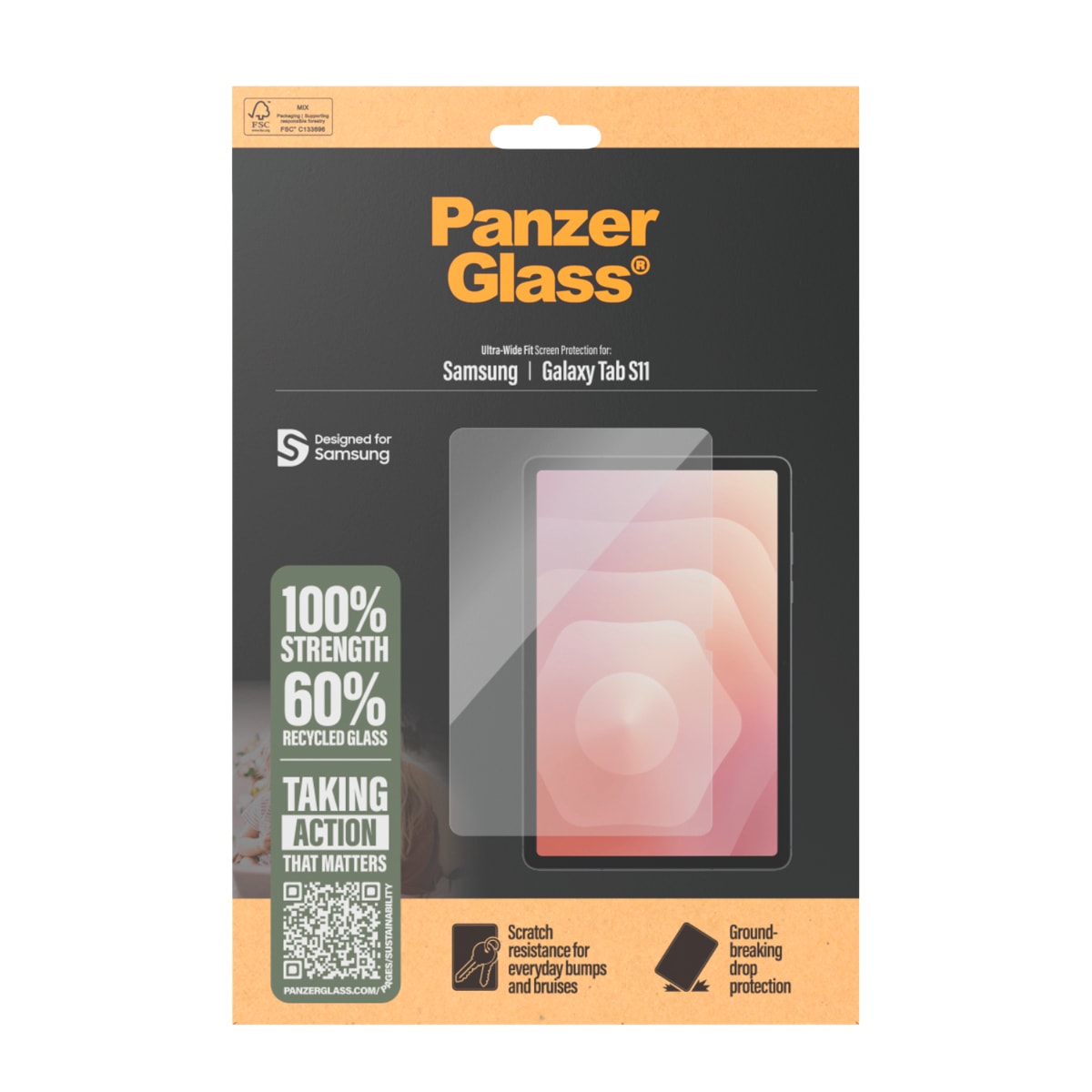 CARE by PanzerGlass Displayschutzglas »Ultra-Wide Fit Screen Protector« für Samsung Galaxy Tab S11 Displayschutzfolie, Schutzfolie, Bildschirmschutz, kratz- & stoßfest