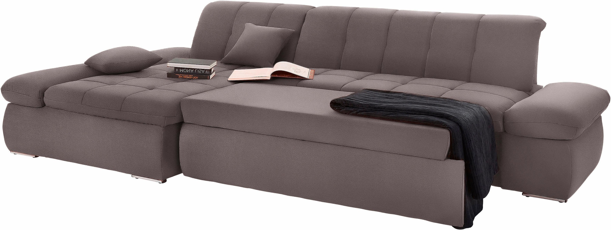 DOMO collection Ecksofa »NMoric«, XXL, mit Recamiere, wahlweise mit Bettfunktion