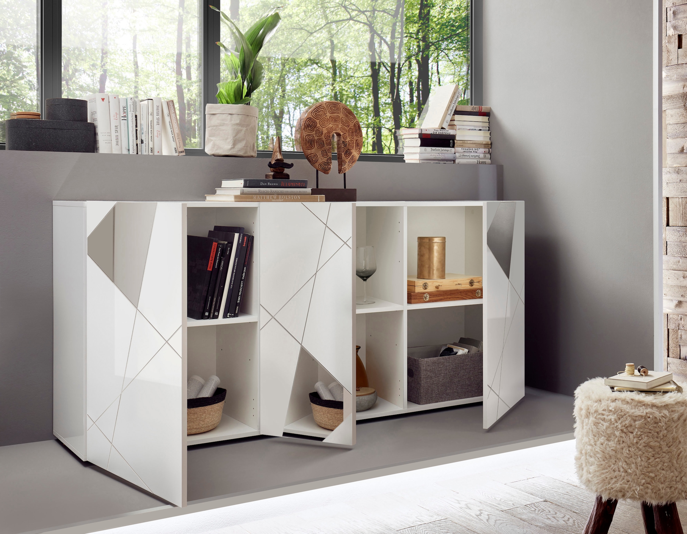 INOSIGN Sideboard »Vittoria«, Breite 181 cm, Front mit Siebdruck und Spiegel