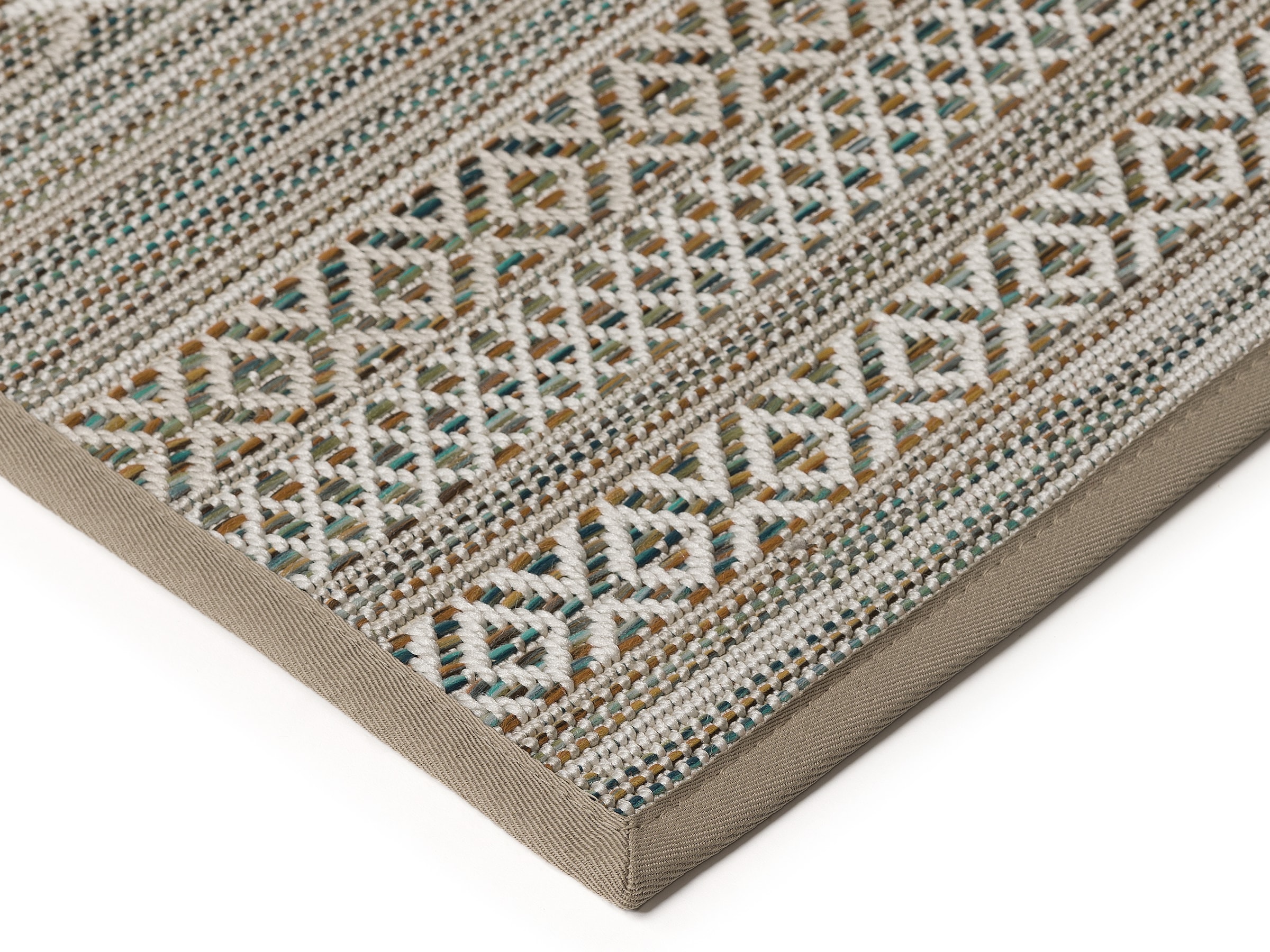 Dekowe Teppich »Joy Barbados beig« rechteckig 10 mm Höhe meliert, gestreift, Rauten, mit Bordüre, In- und Outdoor geeignet