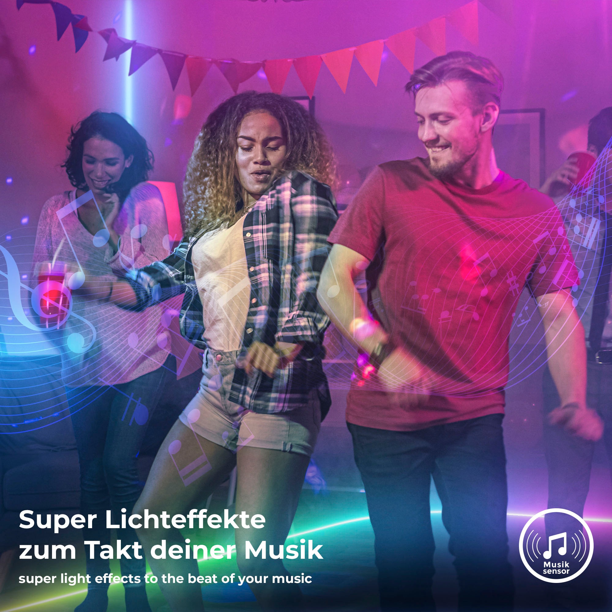 B.K.Licht LED-Streifen »Wifi RGBIC USB«, 150 St.-flammig, Lichtleiste, mit Musiksensor, smartes LED Band, Selbstklebend