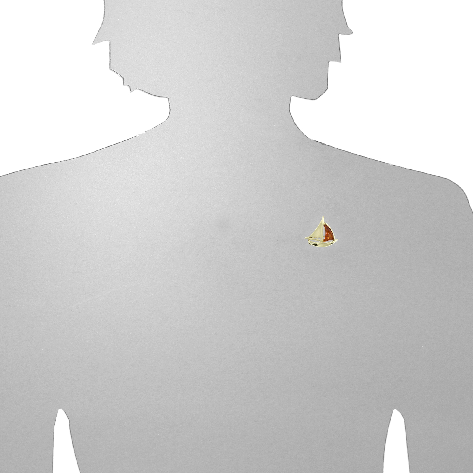 OSTSEE-SCHMUCK Brosche »- Schiff - Gold 333/000 - Bernstein«