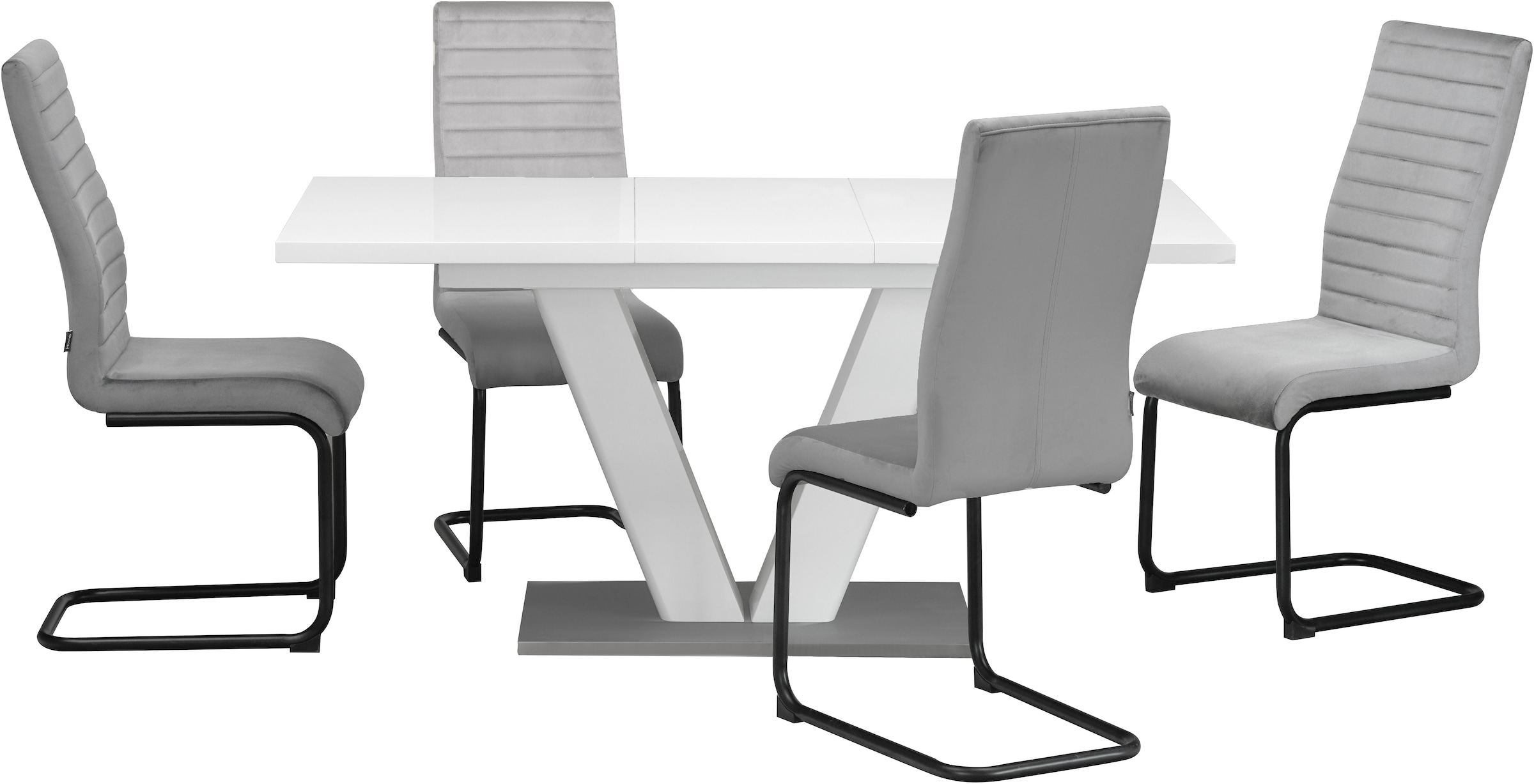Home affaire Esstisch »Elbach«, Hochglanz weiß, Ausziehtisch 120-160 cm, Esszimmer