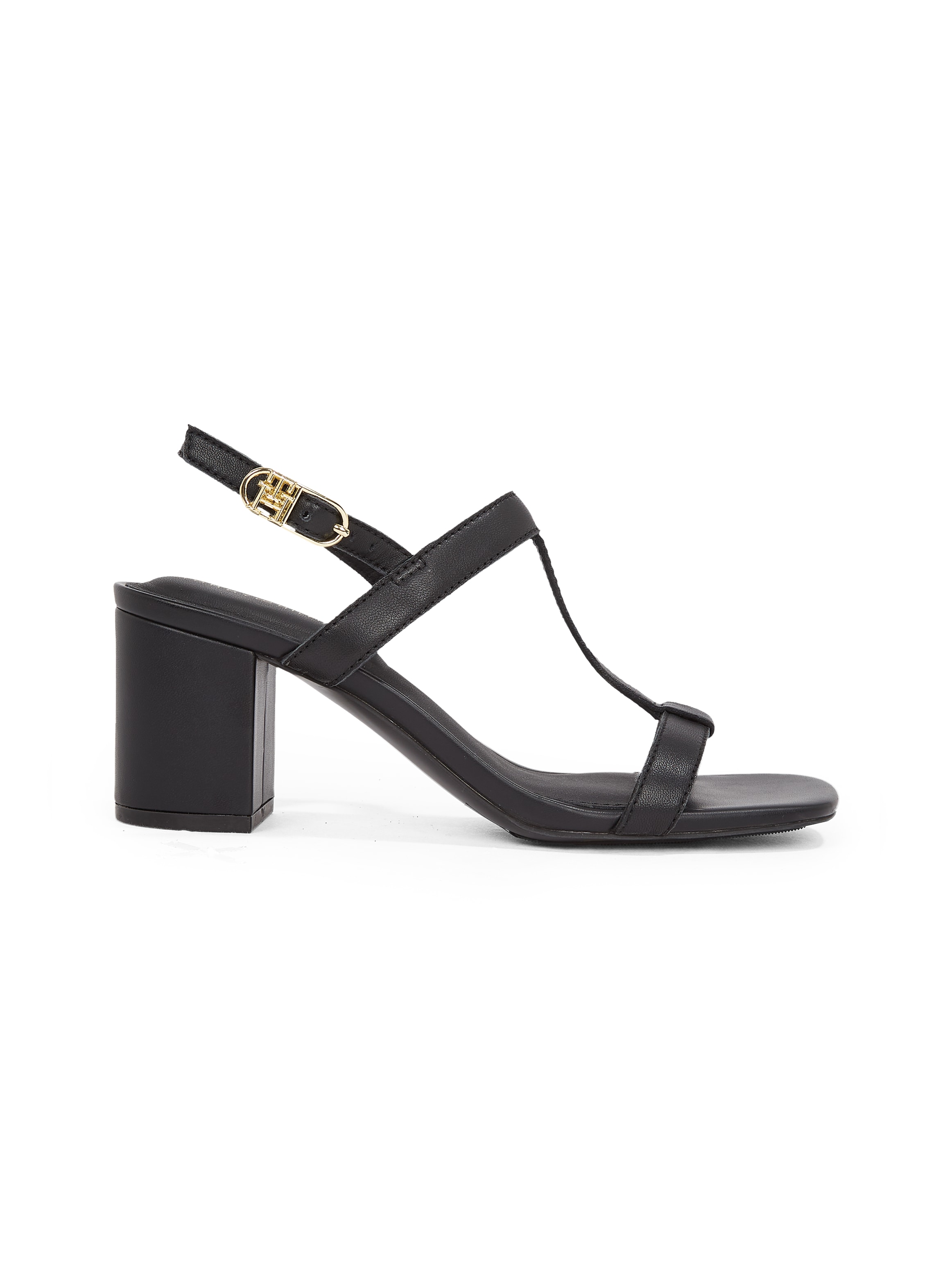 Tommy Hilfiger Sandalette »LEATHER BLOCK HEEL SANDAL«, Abendschuh, Partyschuh mit verstellbarer Schnalle, schmale Form