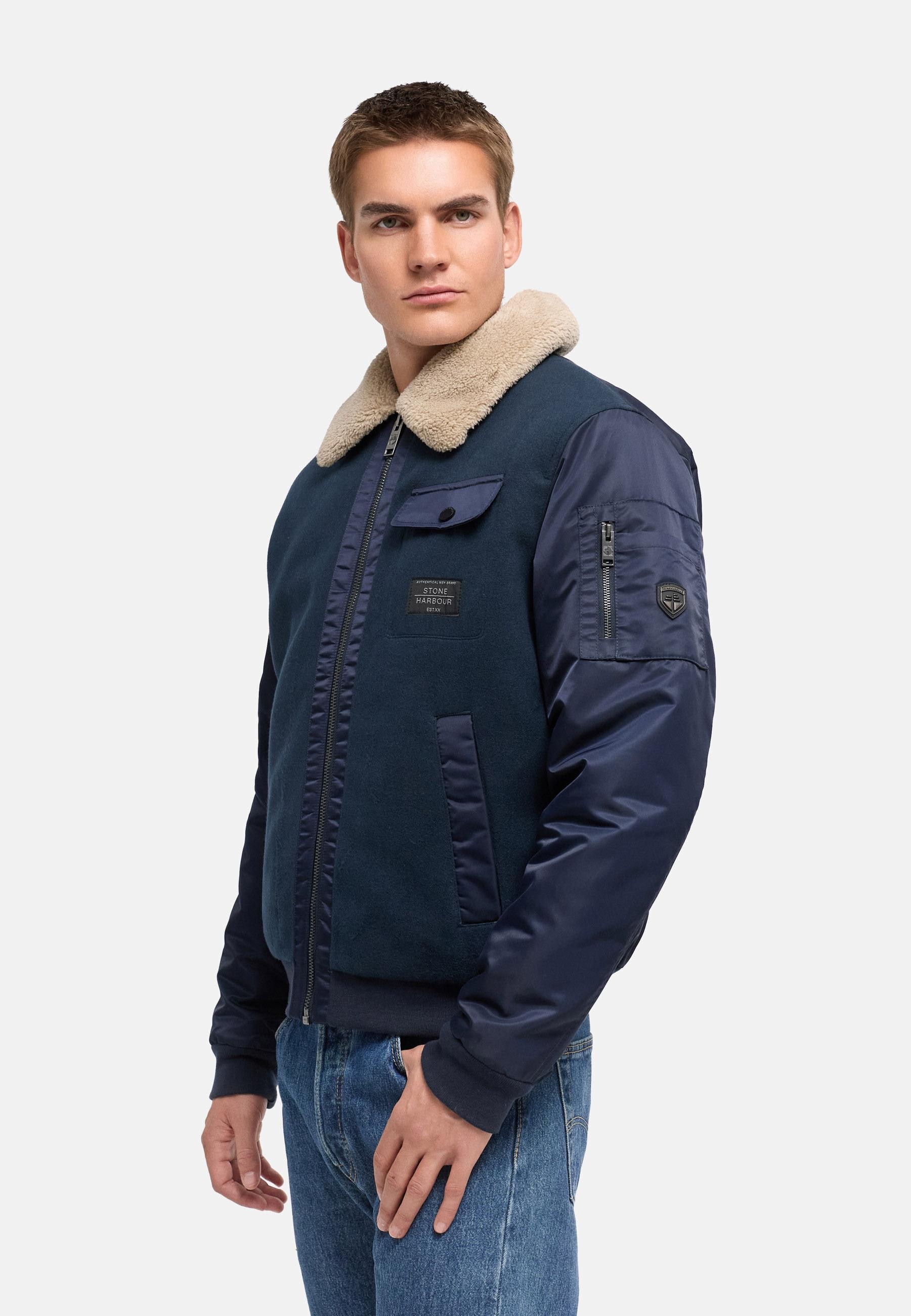Stone Harbour Winterjacke »Winterjacke Somaeel XX« ohne Kapuze Warme Herren Hybridjacke mit Teddykragen