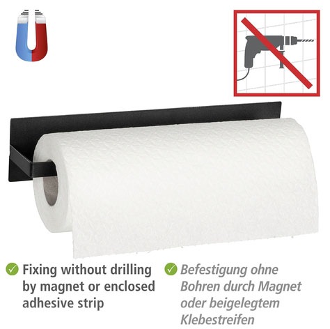 WENKO Wandrollenhalter »Modell Ima«, (Set, 2 St.), magnetischer Küchenrollenhalter und Hakenleiste