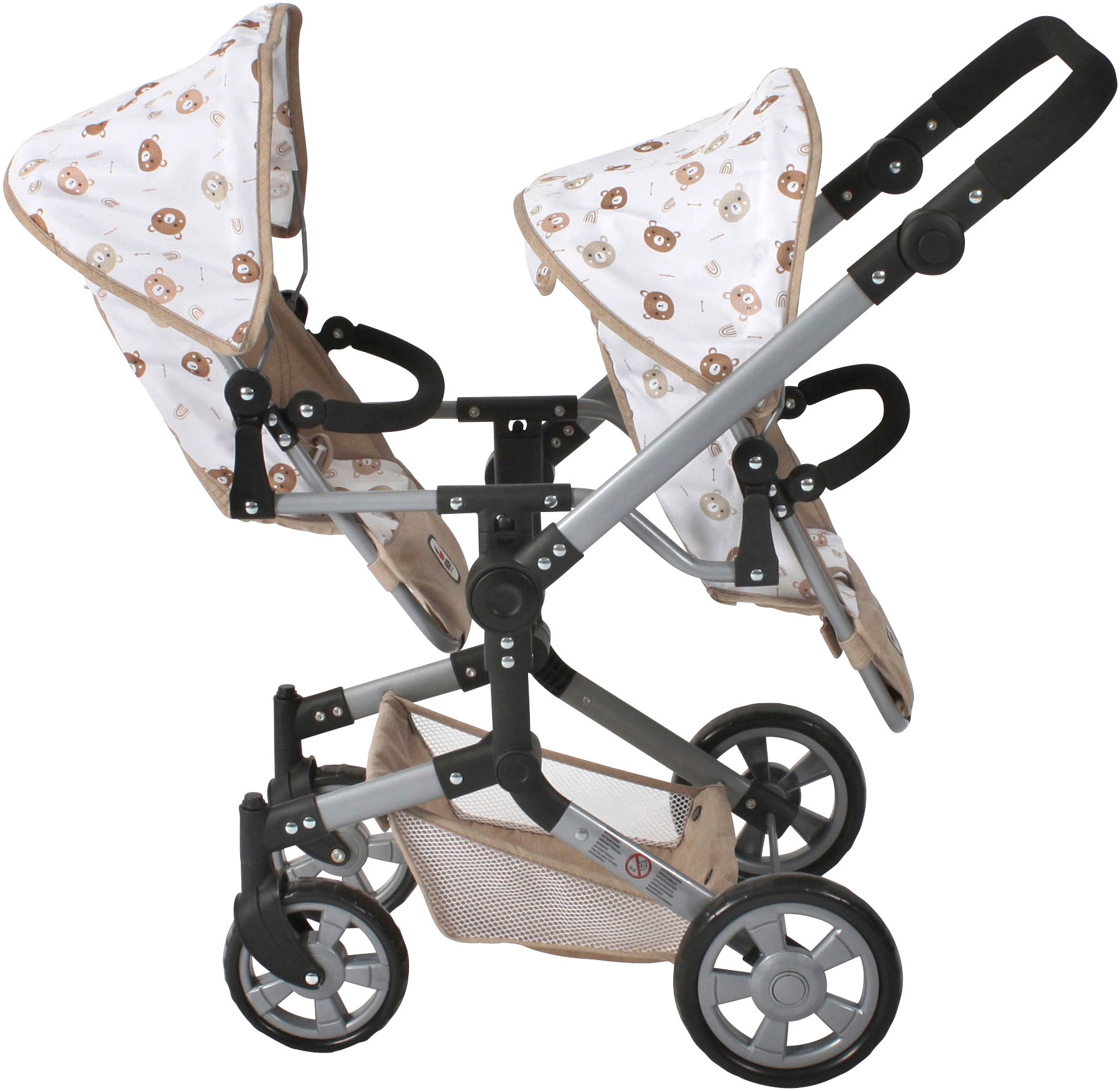 CHIC2000 Puppen-Zwillingsbuggy »Linus Duo, Bärchen«, mit zwei abnehmbaren, bis in Liegeposition verstellbaren Sportsitzen