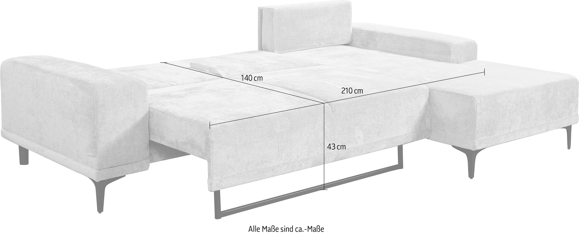 WERK2 Ecksofa »Havanna L-Form«, Moderne Eckcouch in Bouclé mit Schlaffunktion & Bettkasten
