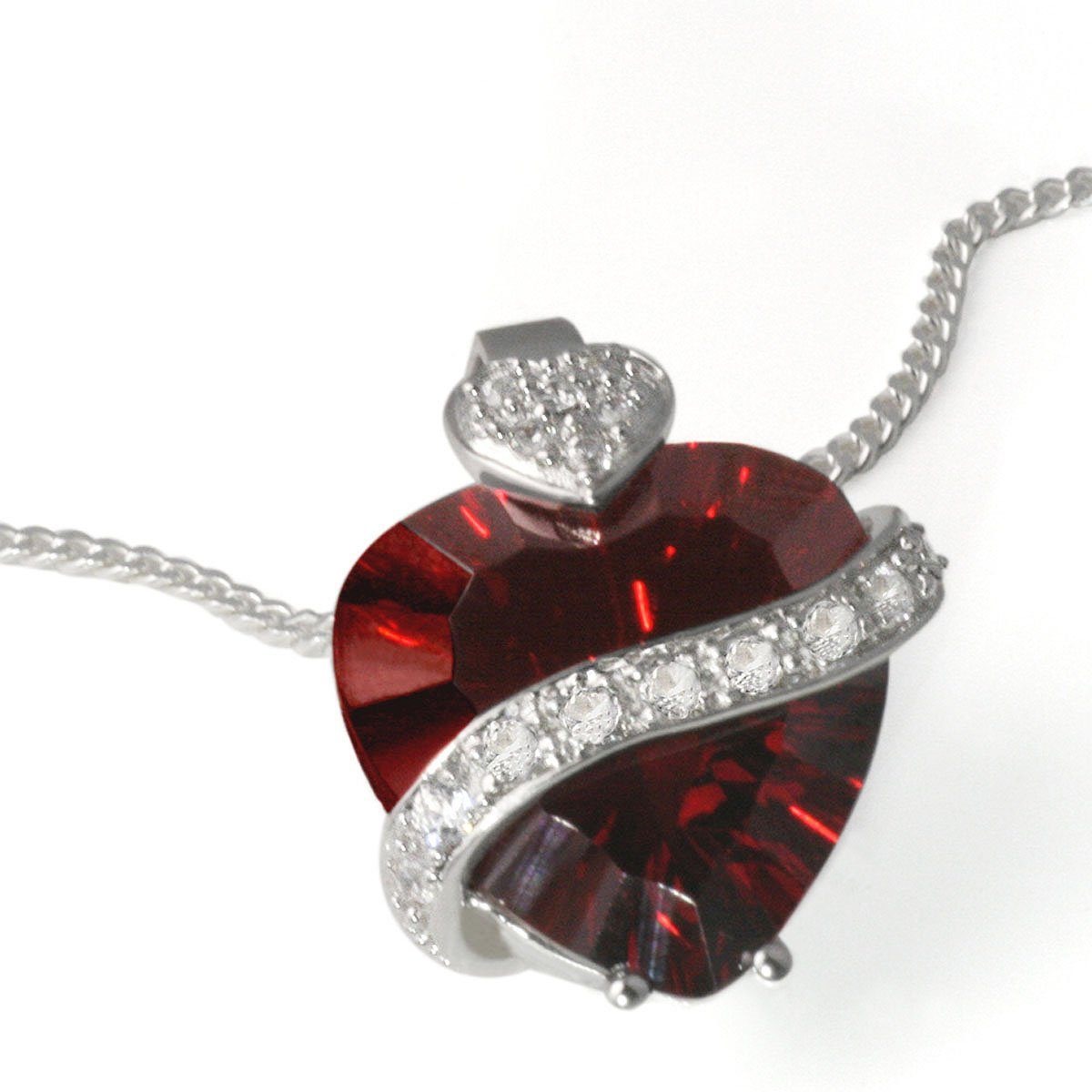 goldmaid Collier, Silber 925 Herz im Milleniumcut granatfarbener Zirkonia