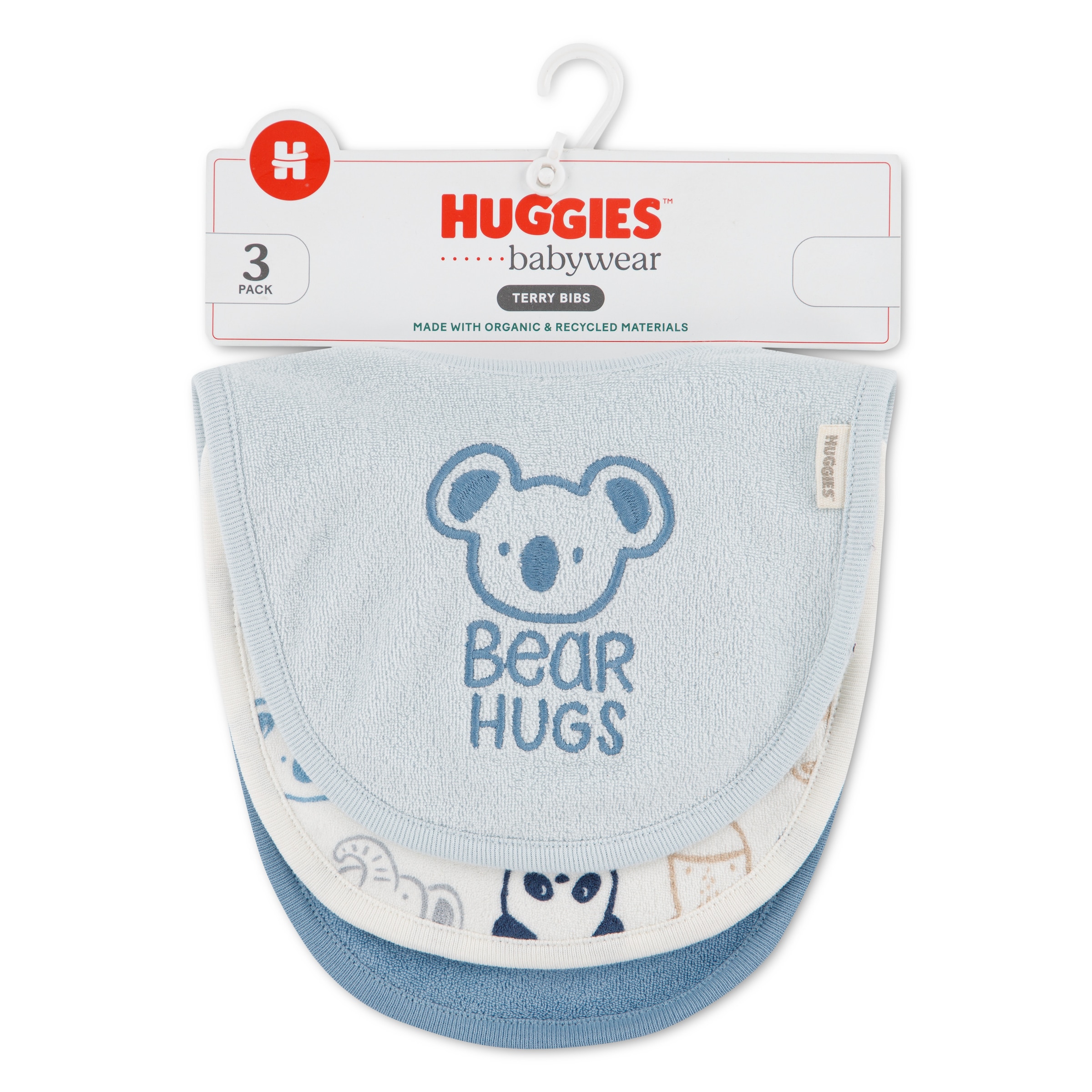 HUGGIES babywear Lätzchen »HGHB 3PK BIBS« Packung, 3 Stk. tlg. mit Bärchenprint und Klettverschluß
