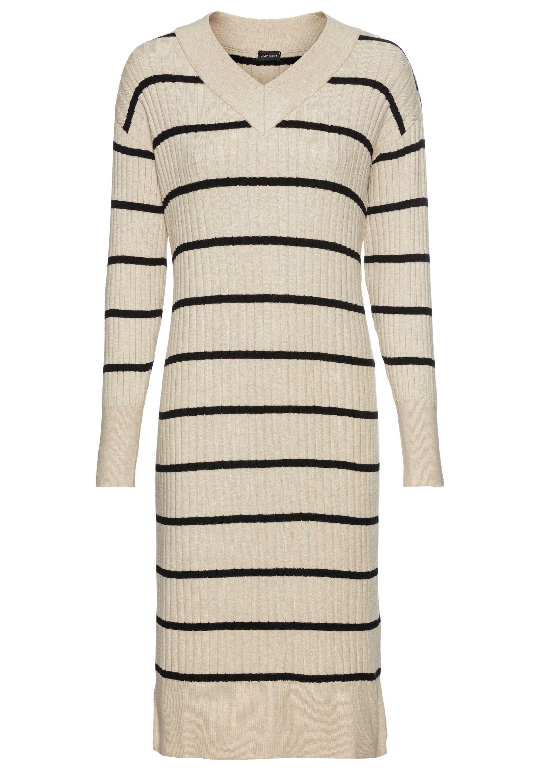 Laura Scott Strickkleid, aus weichem Rippstrick, Midi Länge