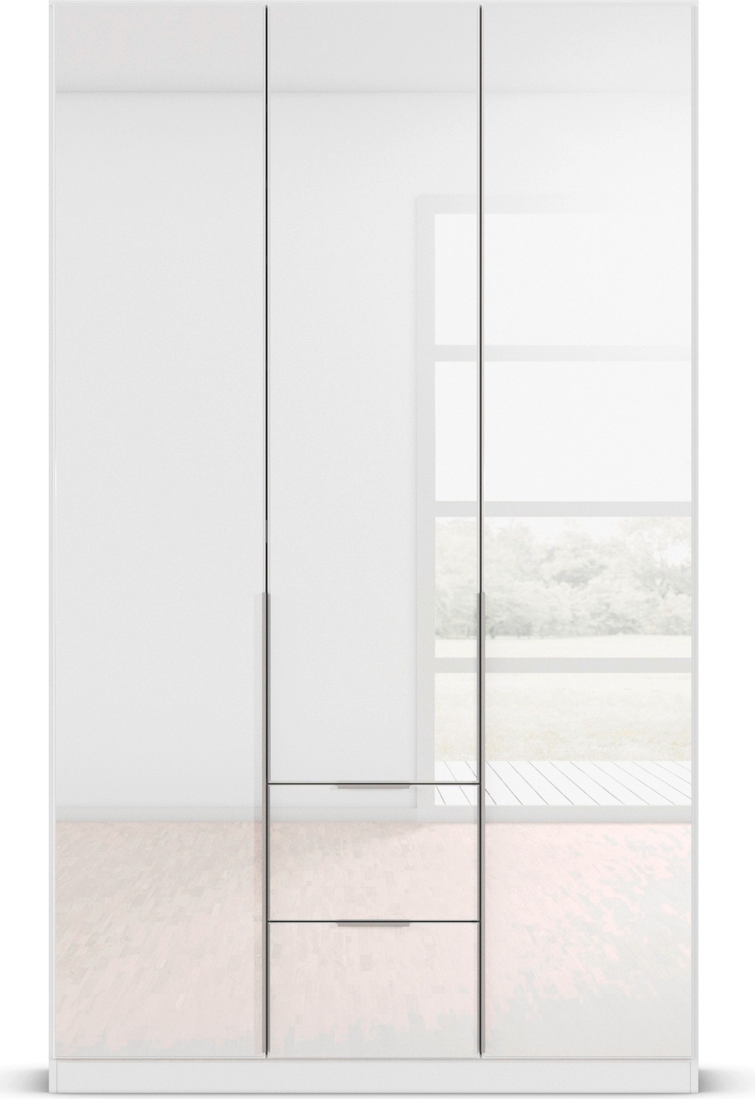 rauch Drehtürenschrank »Kleiderschrank Kleiderschränke Schrank Garderobe AGORDO mit Glasfront«, (in zwei Griff-Farben mit Glasfront), mit Außenschubkästen, in 6 Breiten und 2 Höhen MADE IN GERMANY