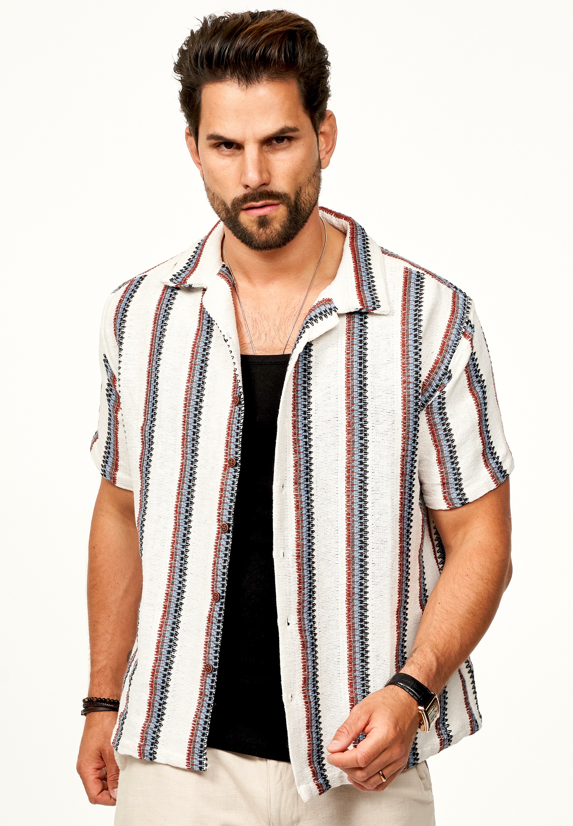 SOULSTAR Kurzarmhemd »Freizeithemd als Kurzam Strick Hemd im Retro-Look - Strick Polo-Hemd Overshirt im Regular-Fit für Herren« Herren Strick Polo-Hemd Overshirt im Regular-Fit T-Shirt