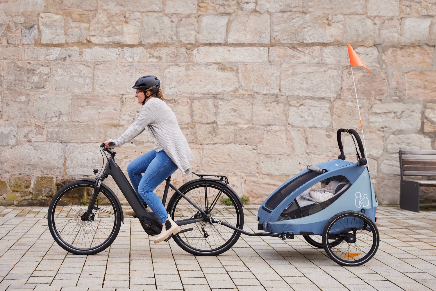 Hauck Fahrradkinderanhänger »2in1 Bike Trailer und Buggy Dryk Duo Plus, dark blue«, für 2 Kinder; inklusive Deichsel