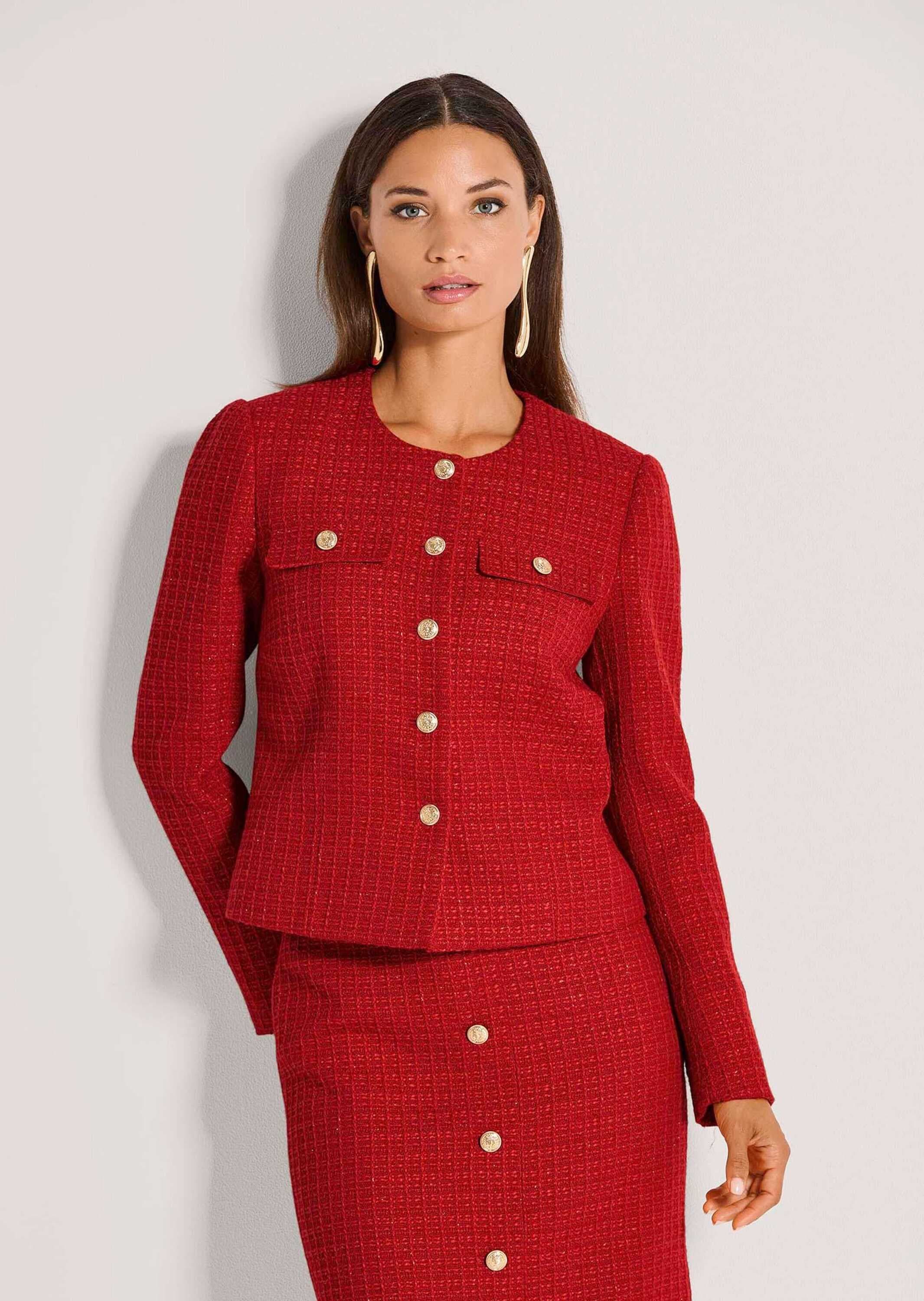 MADELEINE Jerseyblazer »Blazer Eleganter Kurzblazer ohne Kragen«