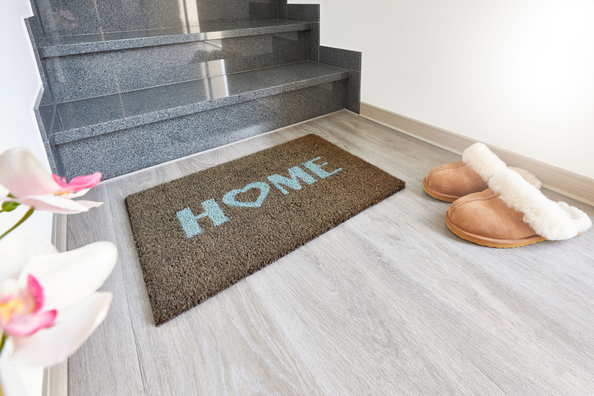 Andiamo Fußmatte »Kokos Home Heart«, rechteckig, 15 mm Höhe, Schmutzfangmatte, Kokosmatte, mit Spruch, In- und Outdoor geeignet
