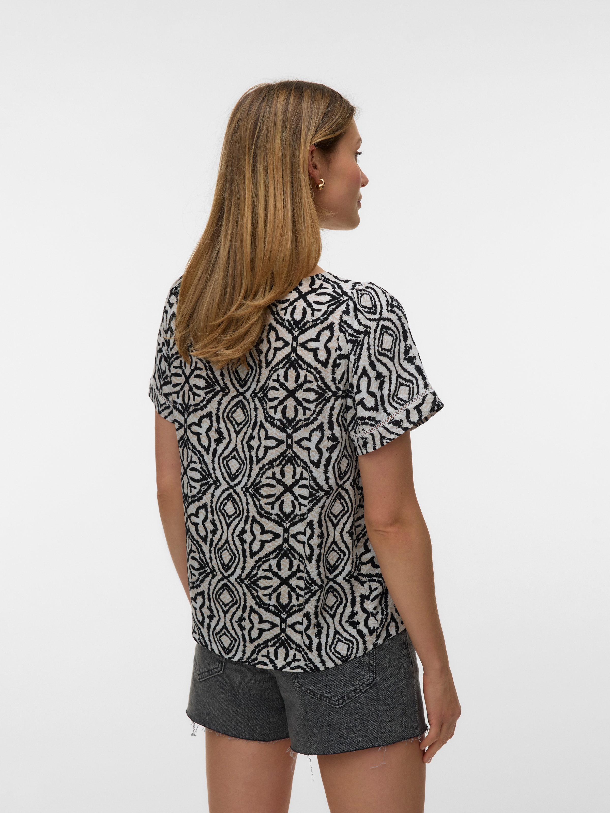 Vero Moda Shirtbluse »VMMENNY LACE SS TOP WVN GA« Viskose, regular fit