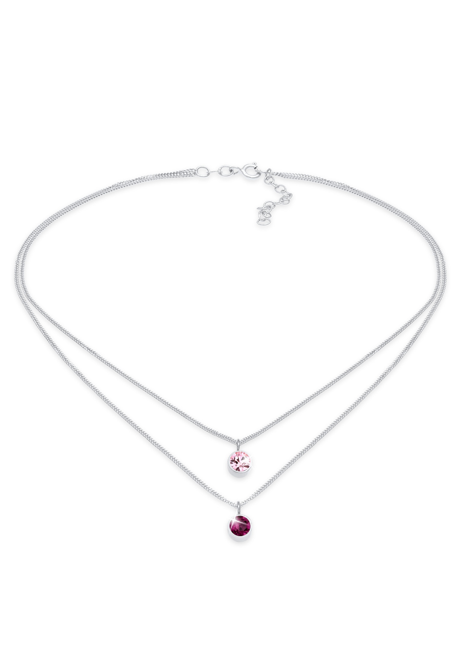 Elli Silberkette »Halskette Choker Layer Kristalle Rund 925 Silber«
