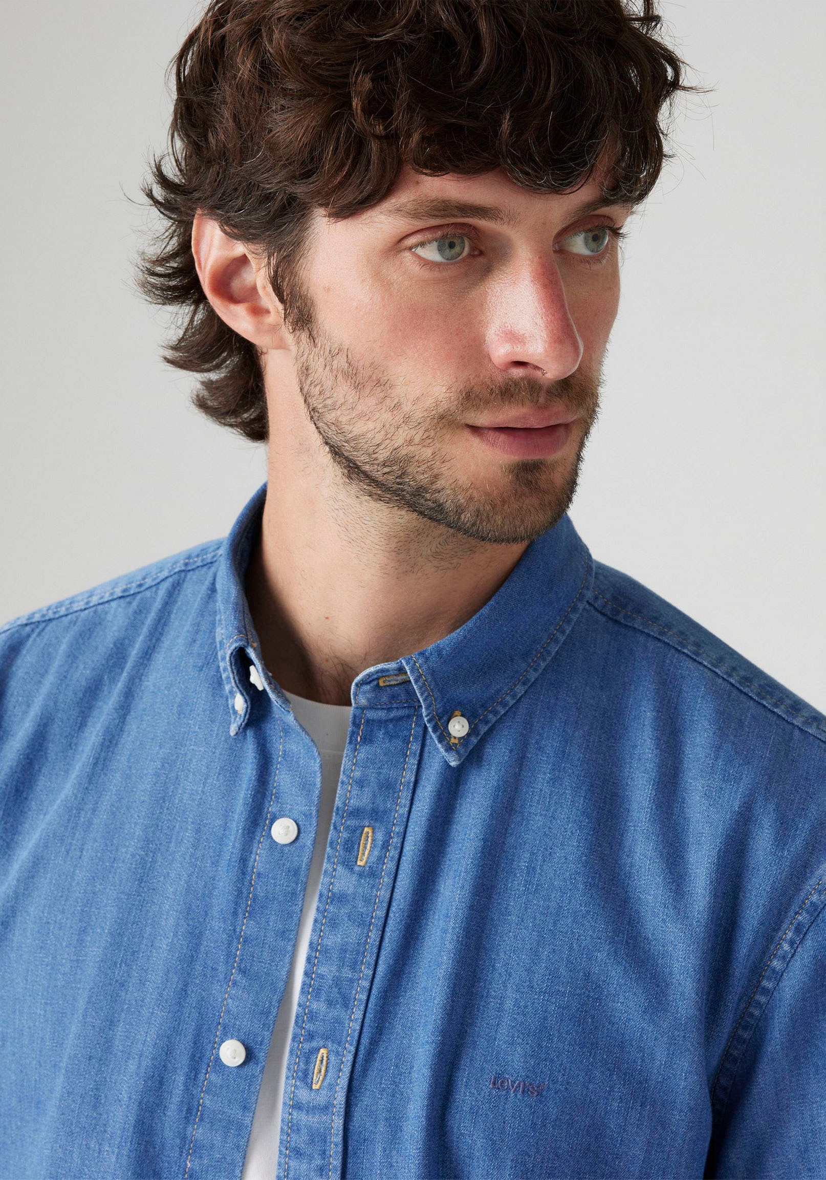 Levi's® Langarmhemd »AUTHENTIC BUTTON DOWN«, mit Ton-in-Ton Logostickerei auf der Brust