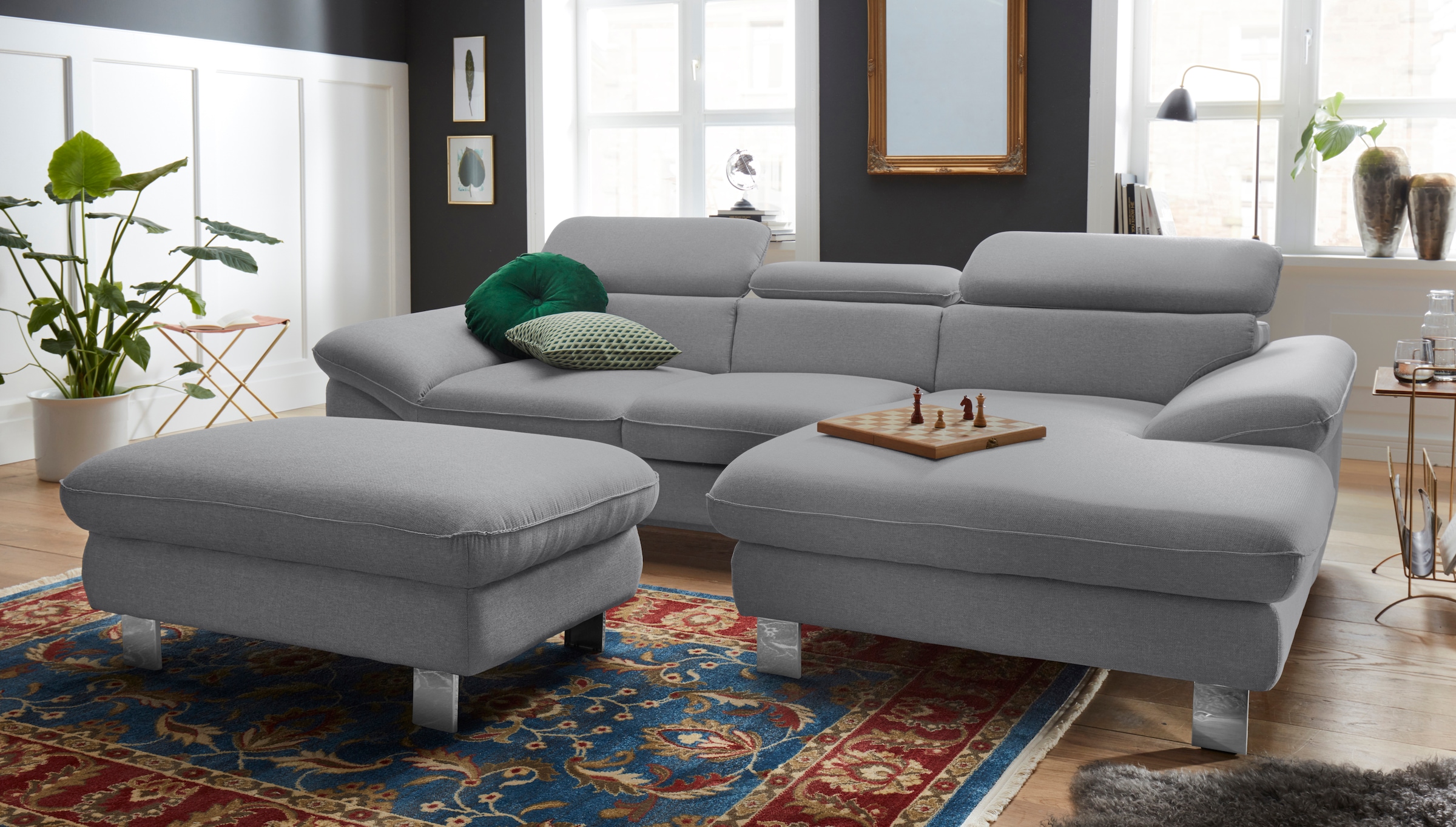 COTTA Polstergarnitur »Driver L-Form«, (Set, 2 tlg.), Set bestehend aus: Ecksofa mit Kopfteilverstellung & Hocker