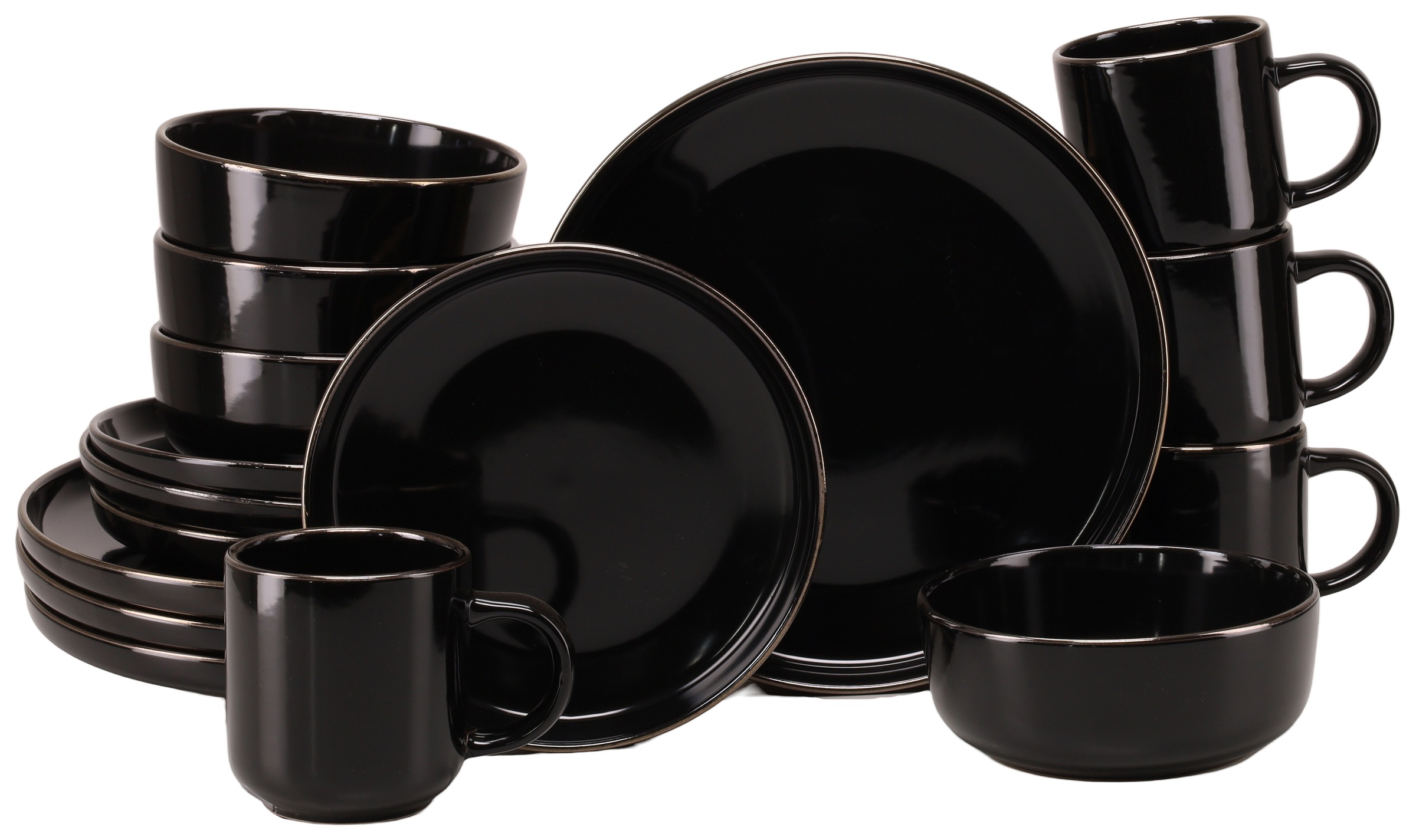 CreaTable Kombiservice »Nordic Festive, Service 16-tlg.« Minimalistisches Design, Dezente goldene Akzente