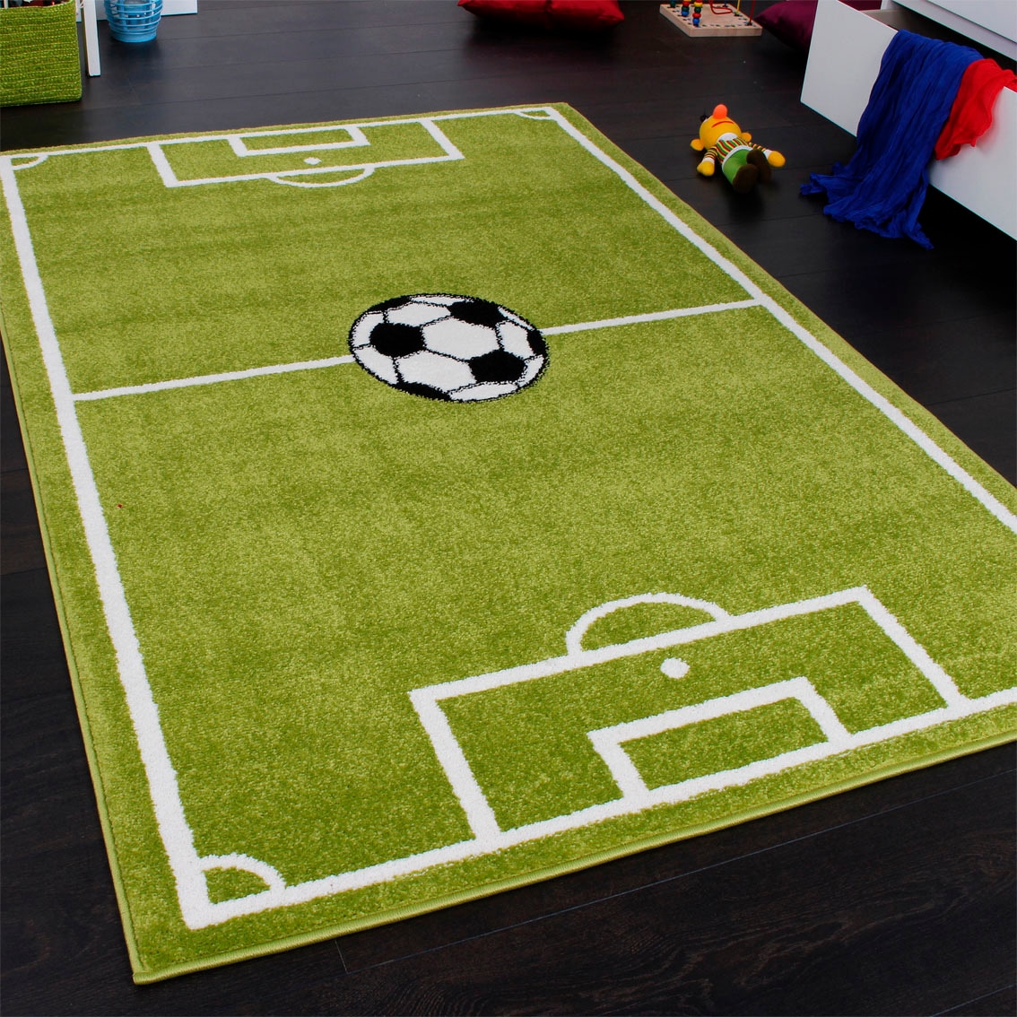 Paco Home Kinderteppich »ECE Fussball 953«, rechteckig, Kurzflor, Spiel-Teppich, Motiv Fußballfeld, Kinderzimmer